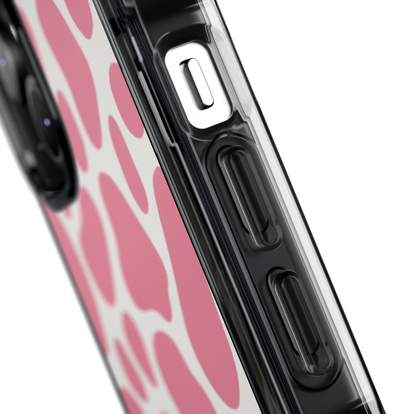 Pink Giraffe Print Magnetic Clear Impact Case for iPhone 16 15 14