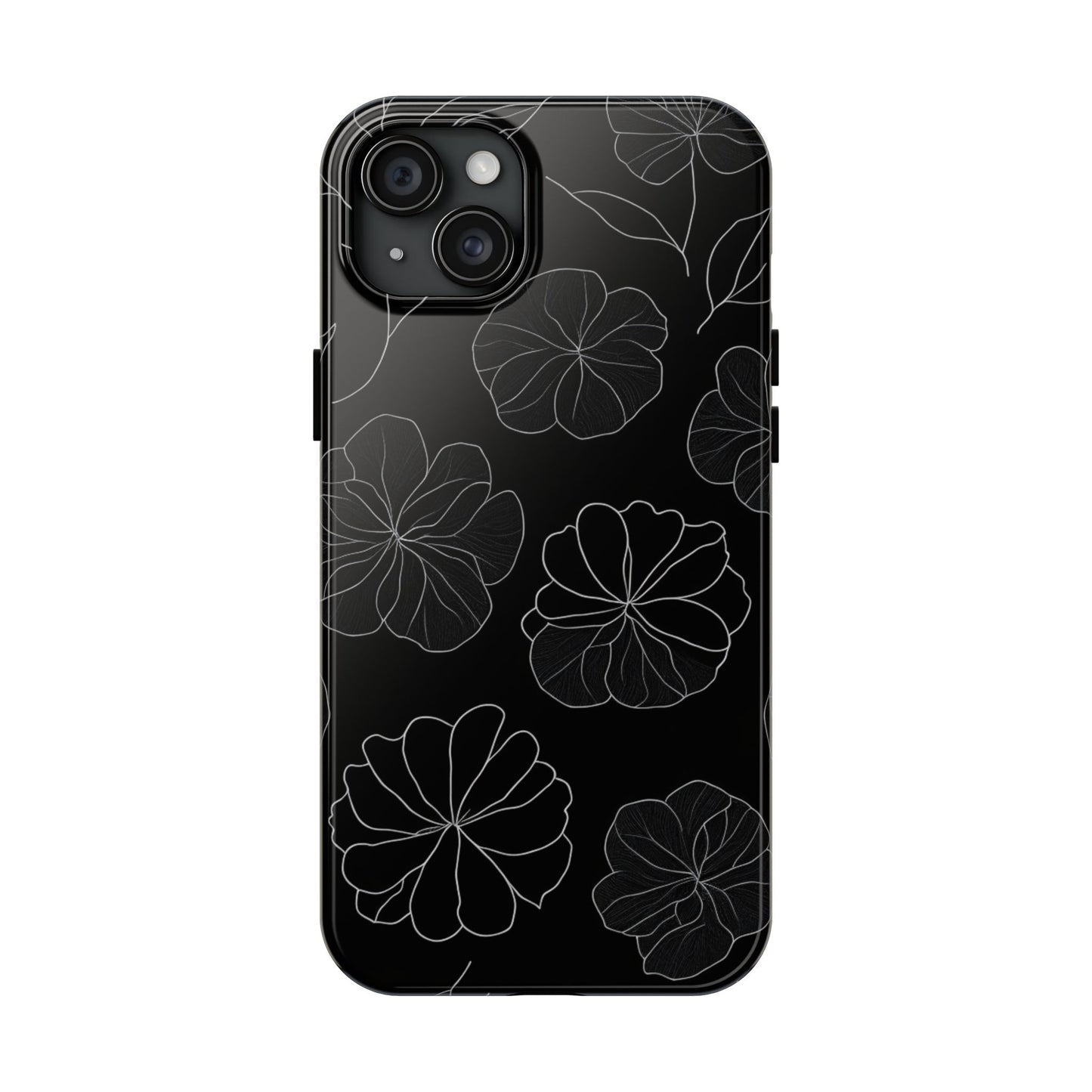 Black Floral Tough Phone Case