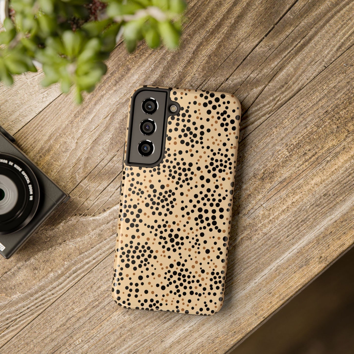 Tan and Black Dot Tough Phone Case