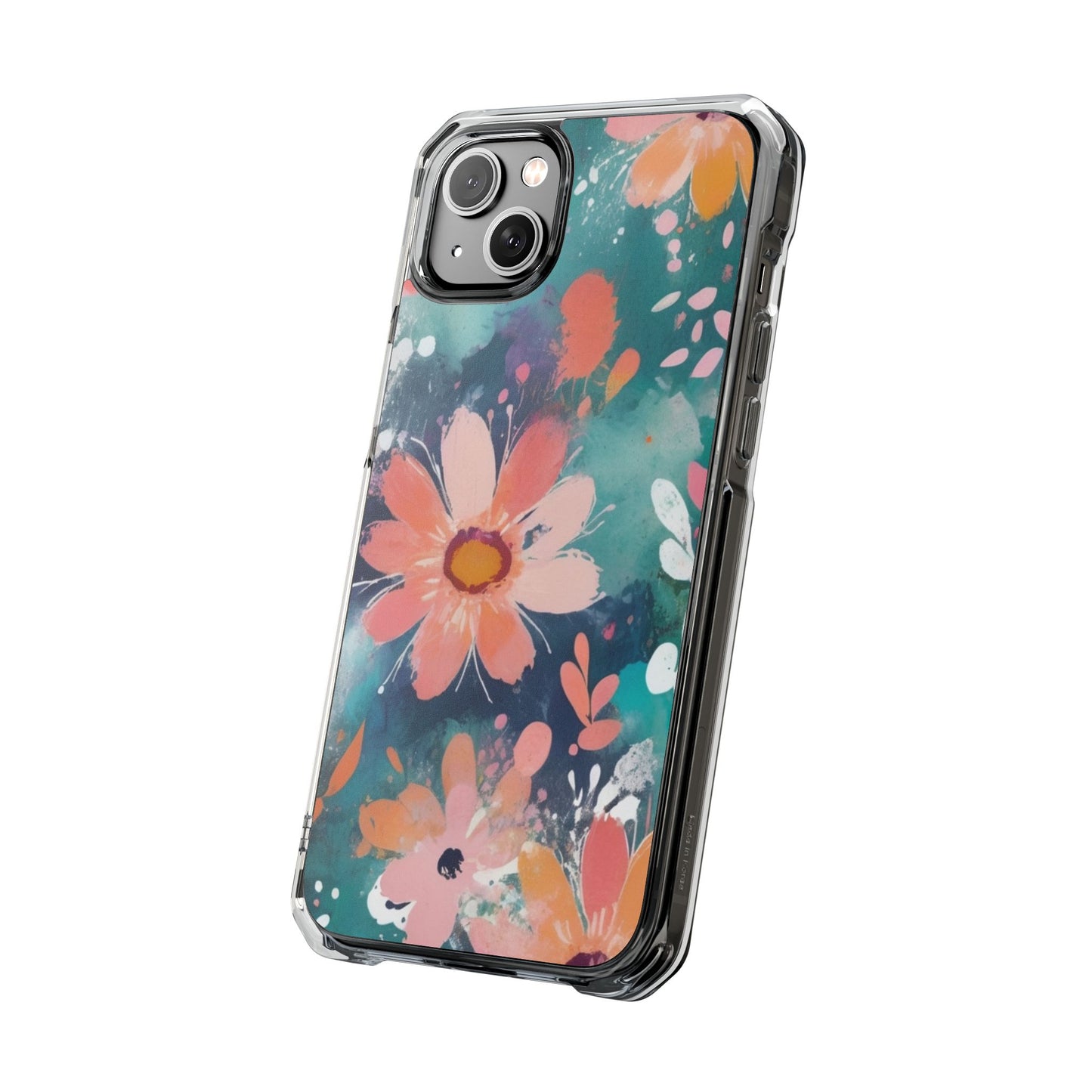 Pastel Floral Magnetic Clear Impact Case for iPhone 16 15 14