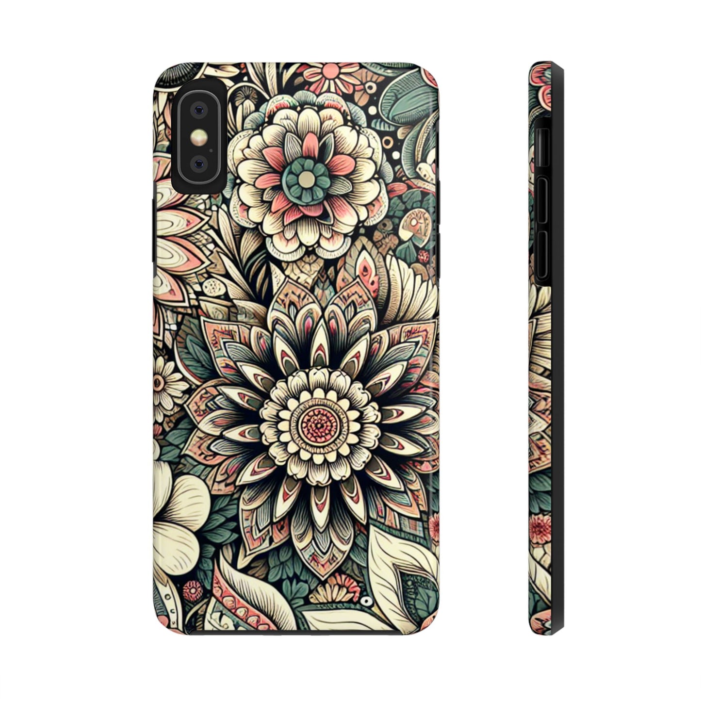 Boho Floral Tough Case for iPhone 16 15 14 13 12 11 X 8 7 Samsung Galaxy S24 S23 S22 S21