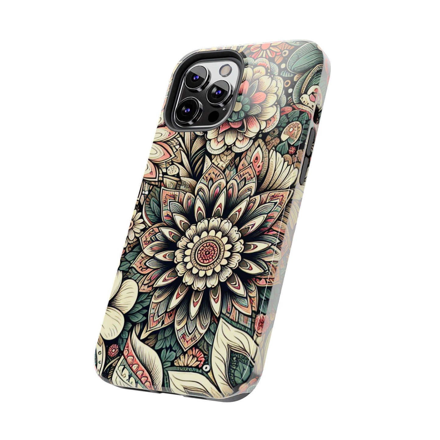 Boho Floral Tough Case for iPhone 16 15 14 13 12 11 X 8 7 Samsung Galaxy S24 S23 S22 S21
