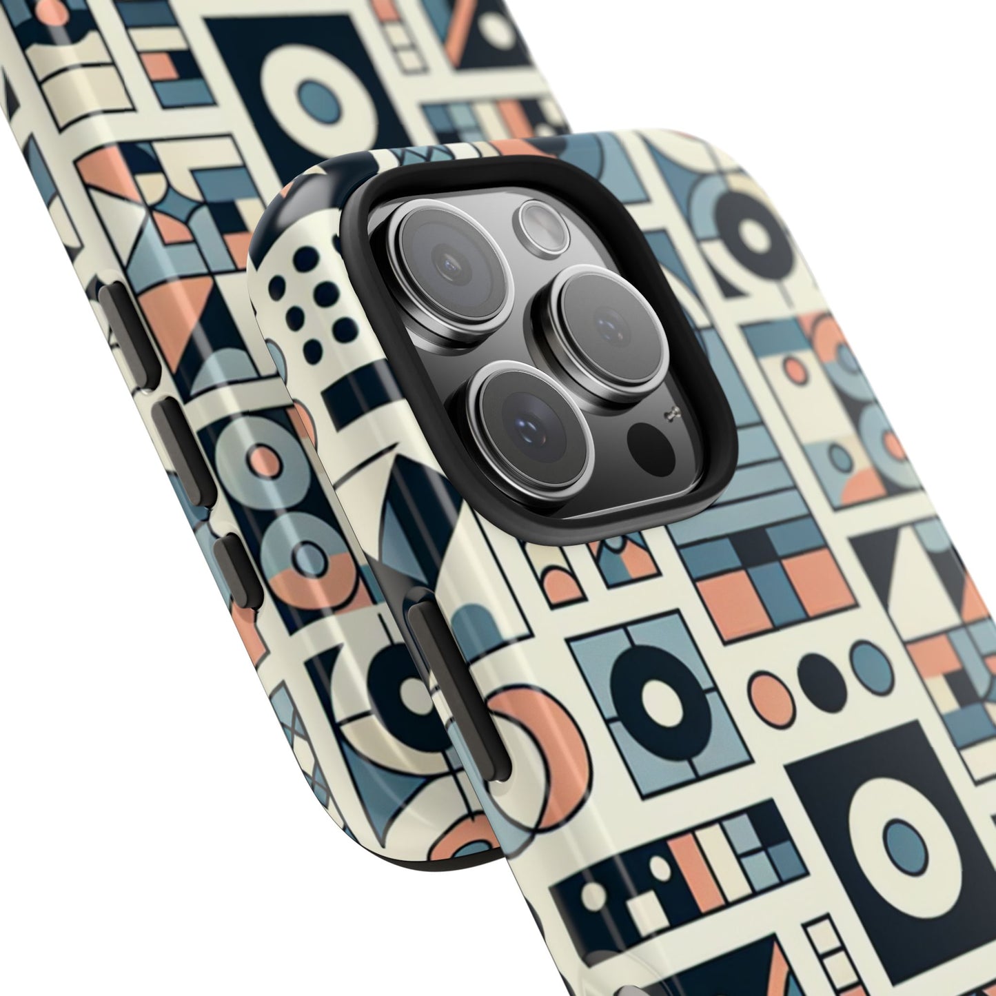Geometric Print Tough Phone Case for iPhone 16 15 14 13 12 11 X 8 7 Samsung Galaxy S24 S23 S22 S21