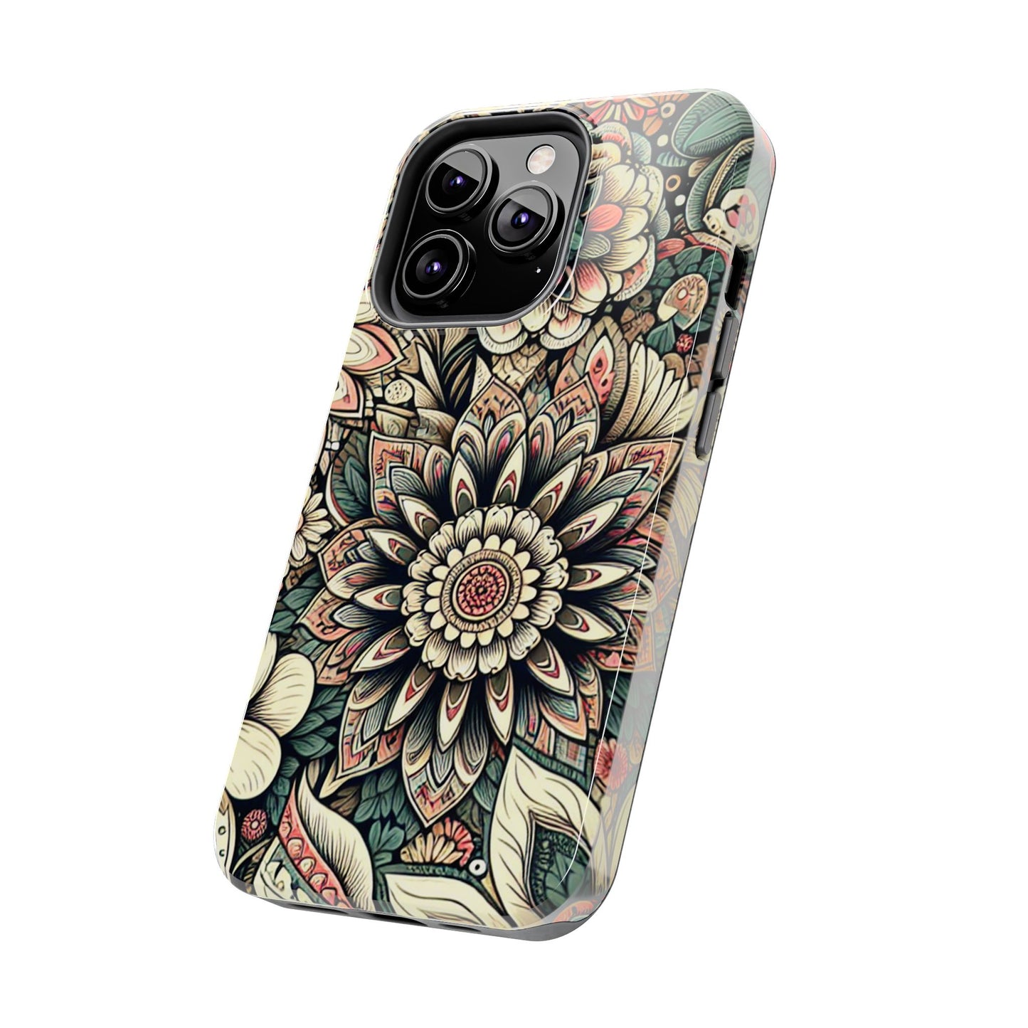 Boho Floral Tough Case for iPhone 16 15 14 13 12 11 X 8 7 Samsung Galaxy S24 S23 S22 S21
