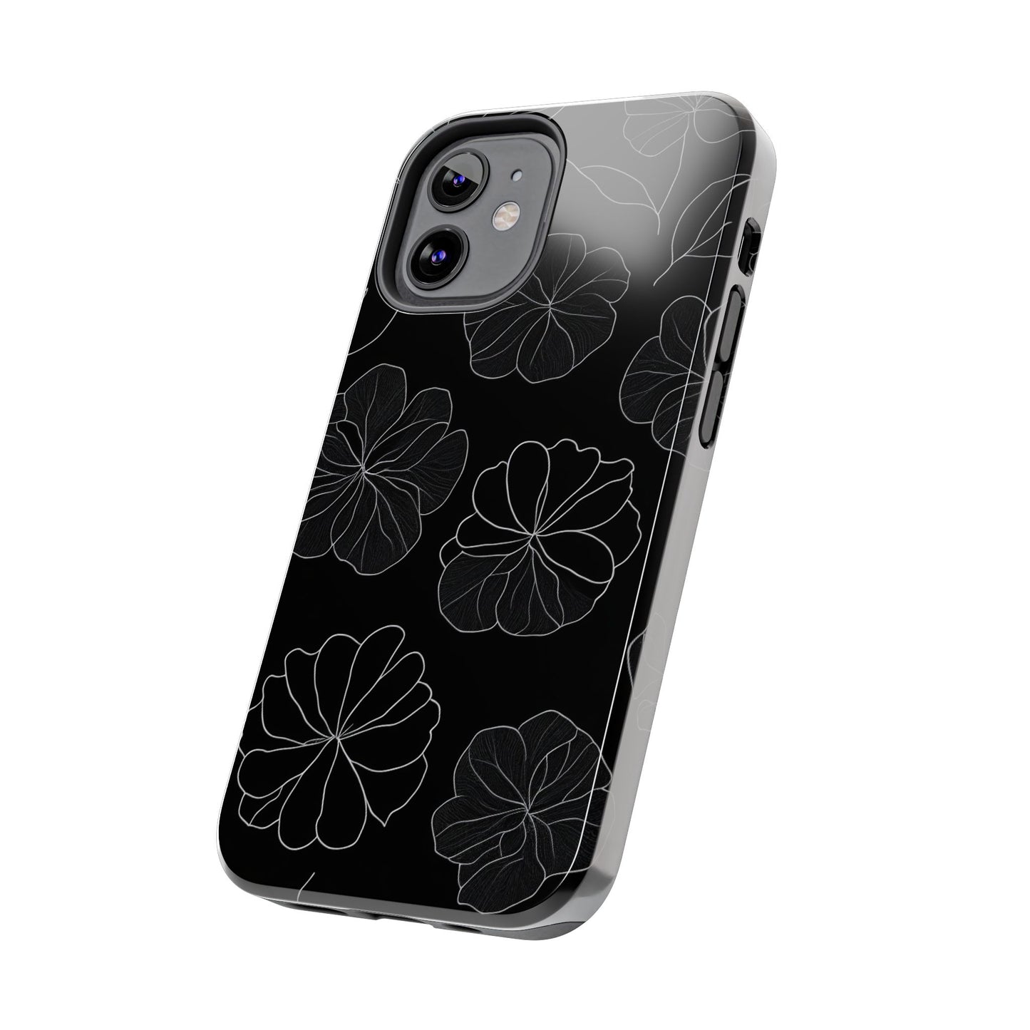 Black Floral Tough Phone Case