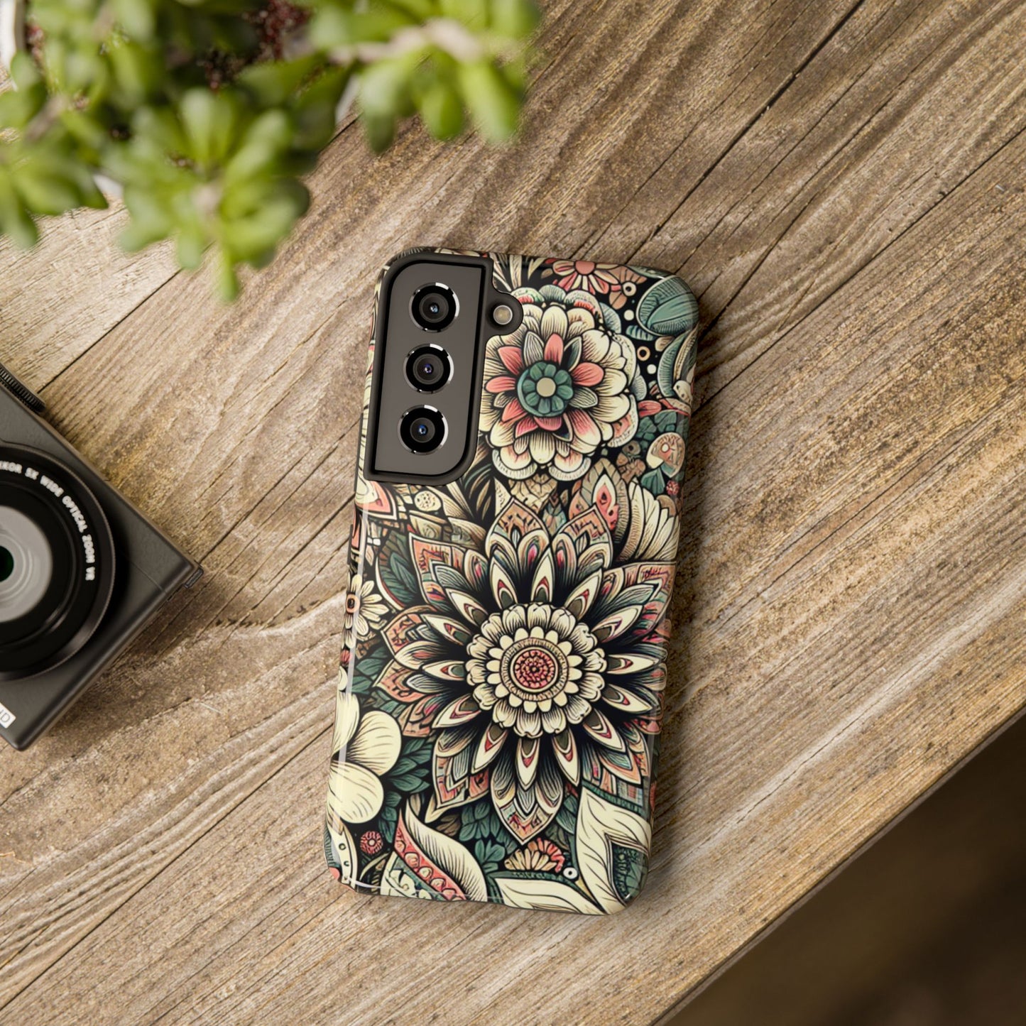 Boho Floral Tough Case for iPhone 16 15 14 13 12 11 X 8 7 Samsung Galaxy S24 S23 S22 S21