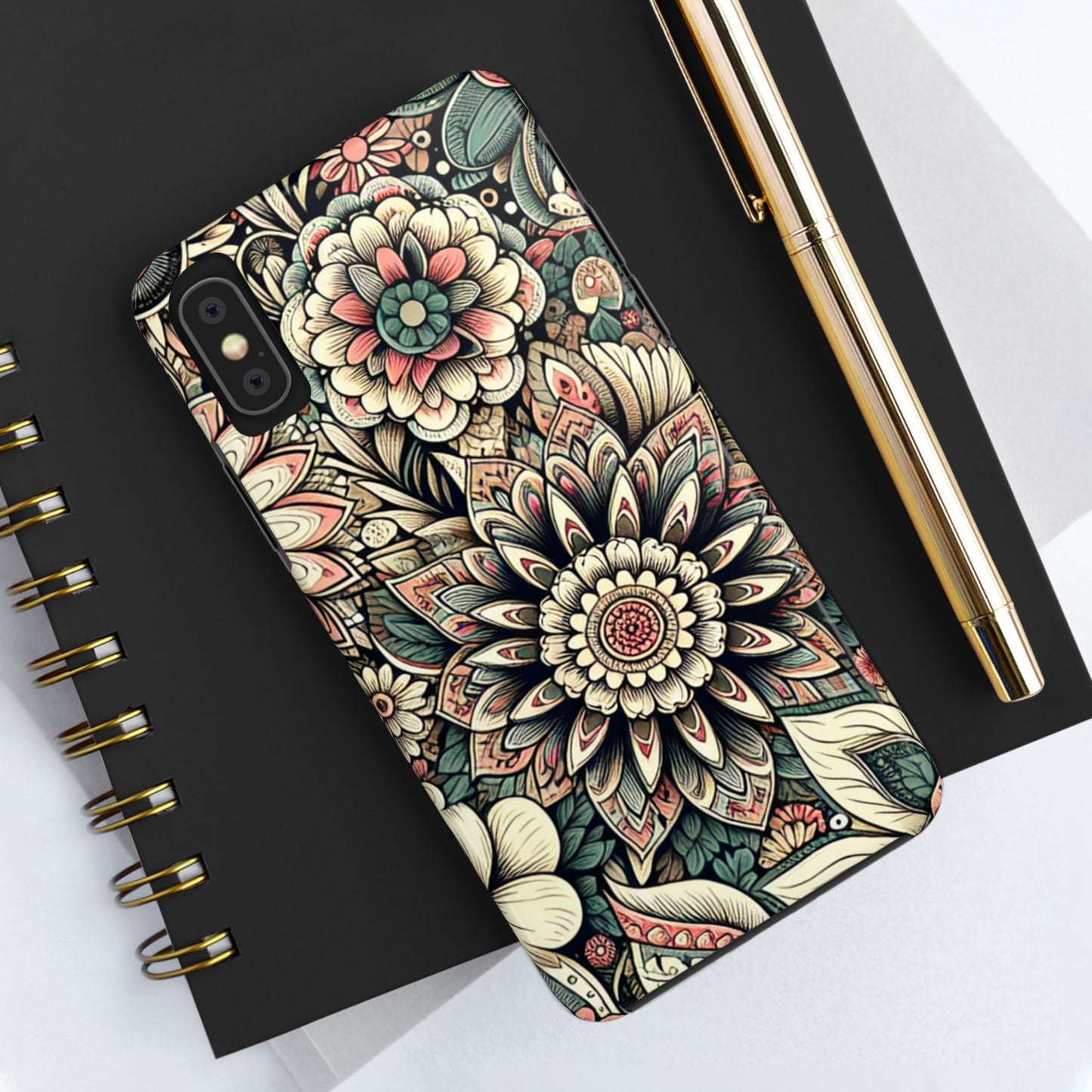Boho Floral Tough Case for iPhone 16 15 14 13 12 11 X 8 7 Samsung Galaxy S24 S23 S22 S21