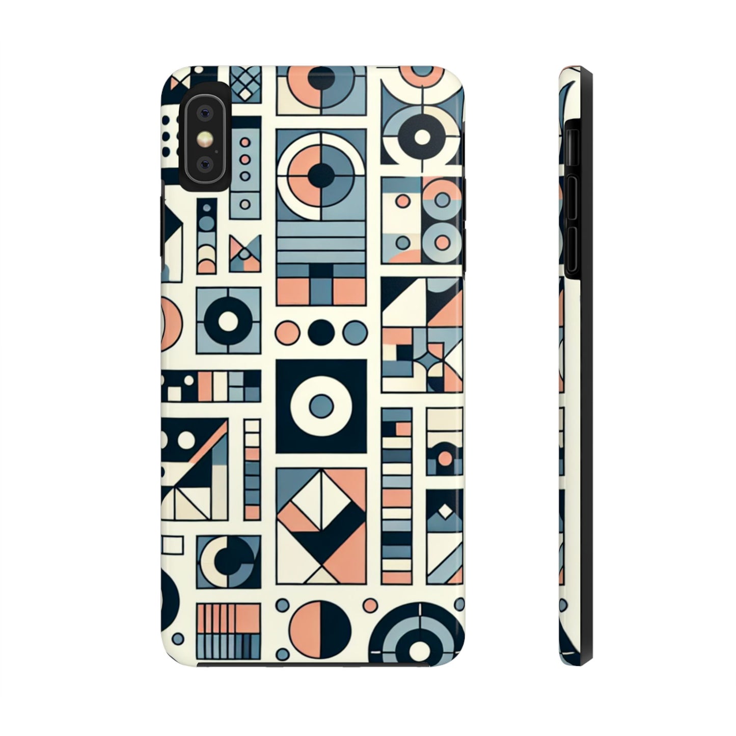 Geometric Print Tough Phone Case for iPhone 16 15 14 13 12 11 X 8 7 Samsung Galaxy S24 S23 S22 S21