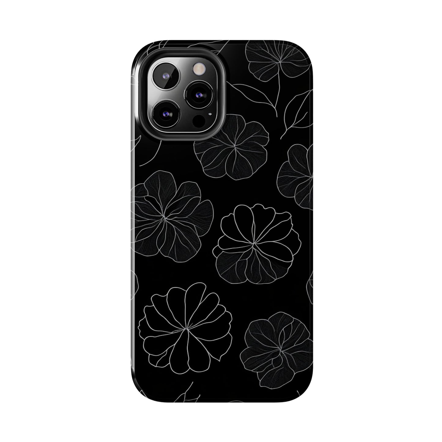 Black Floral Tough Phone Case