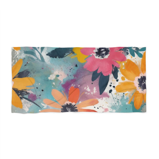 Vibrant Floral Beach Towel