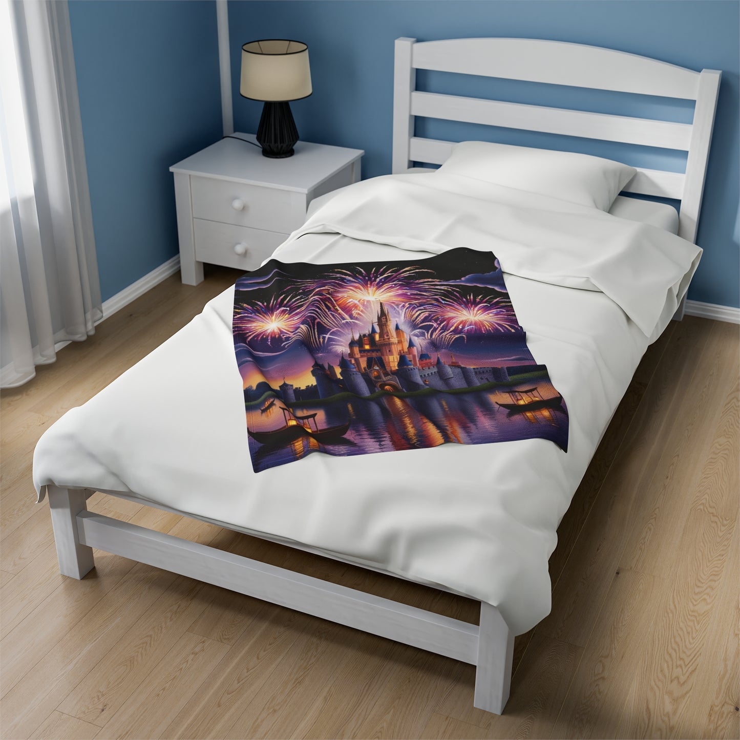 Velveteen Blanket - Castle and Fireworks Design