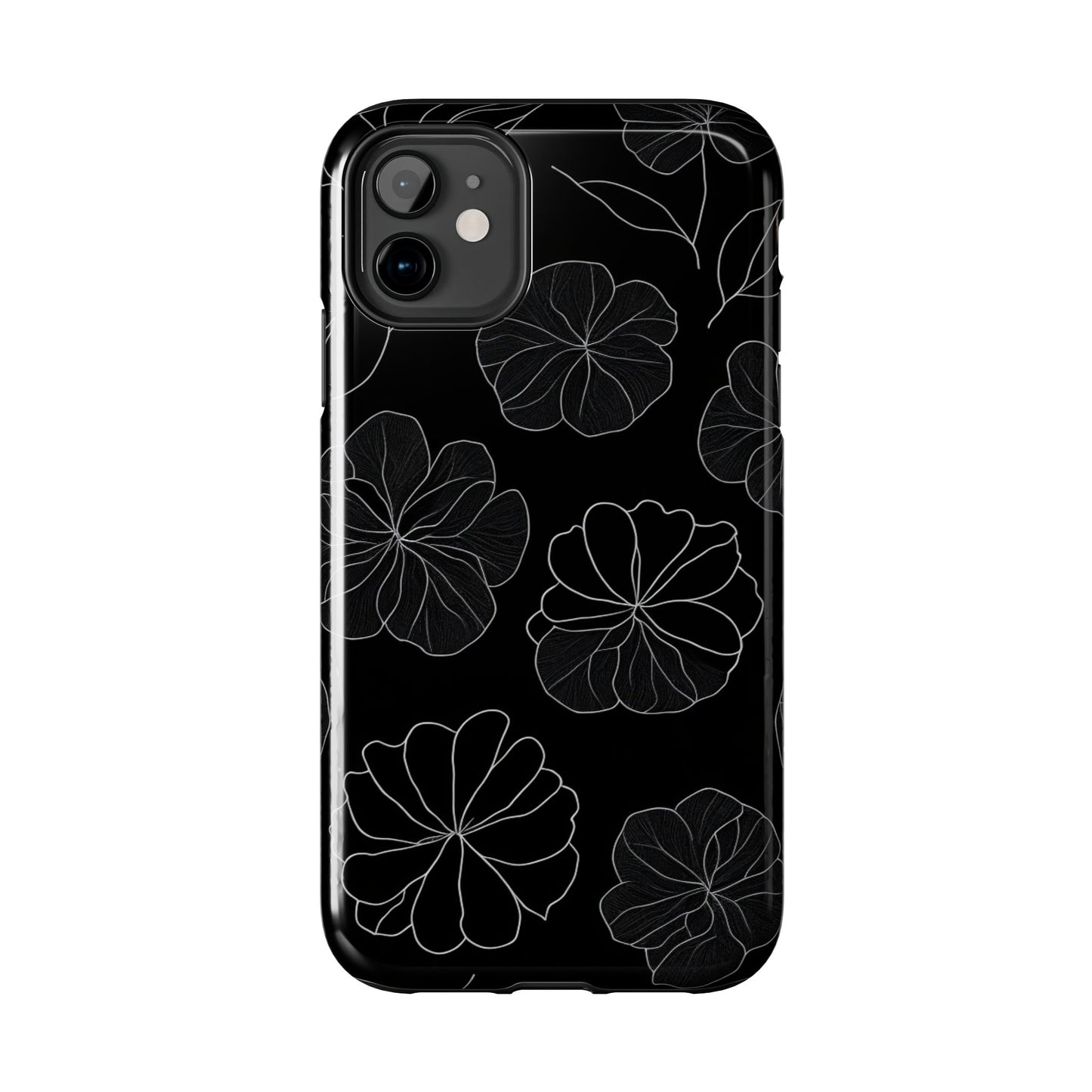 Black Floral Tough Phone Case