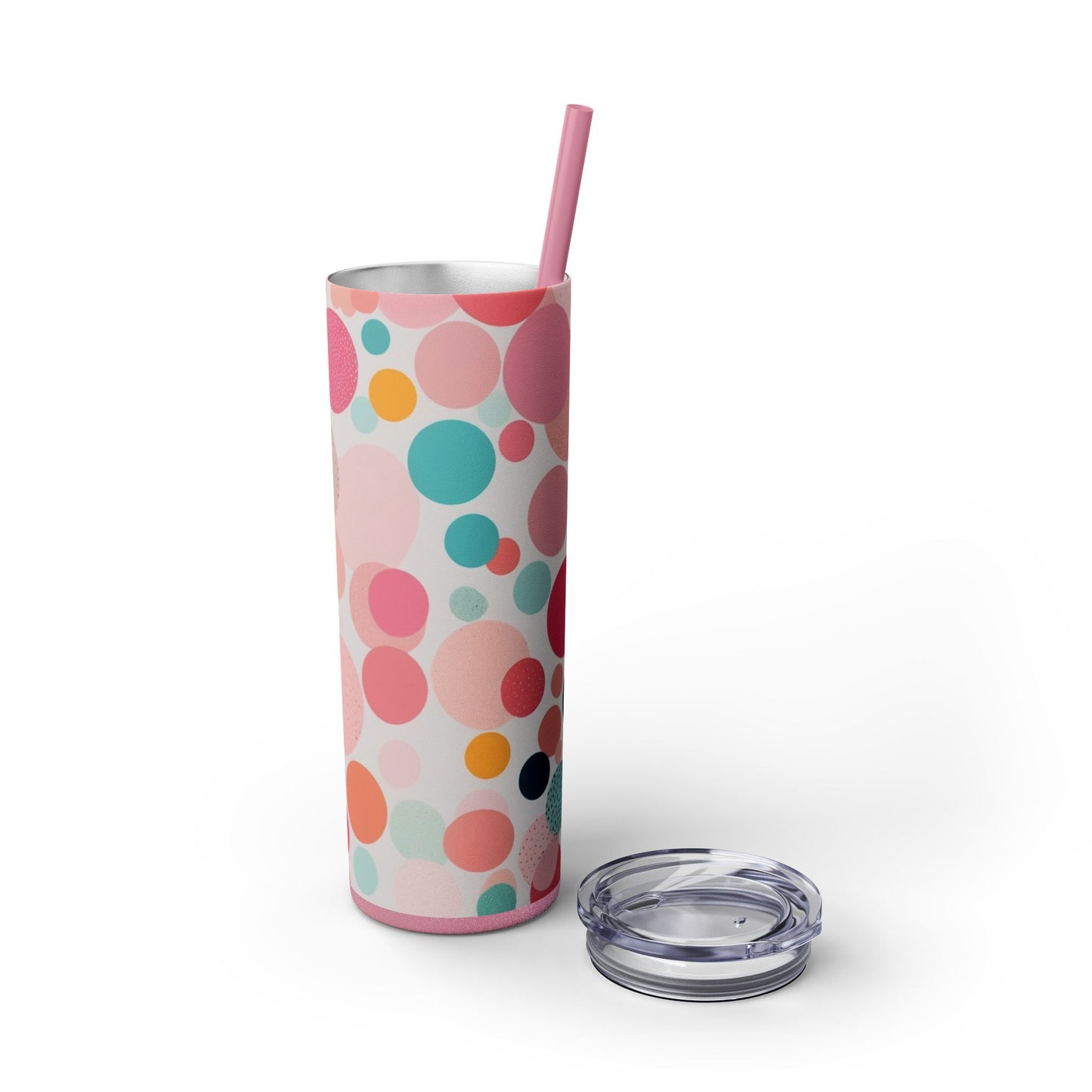 Colorful Polka Dot 20oz Skinny Tumbler with Straw - Fun & Stylish Drinkware