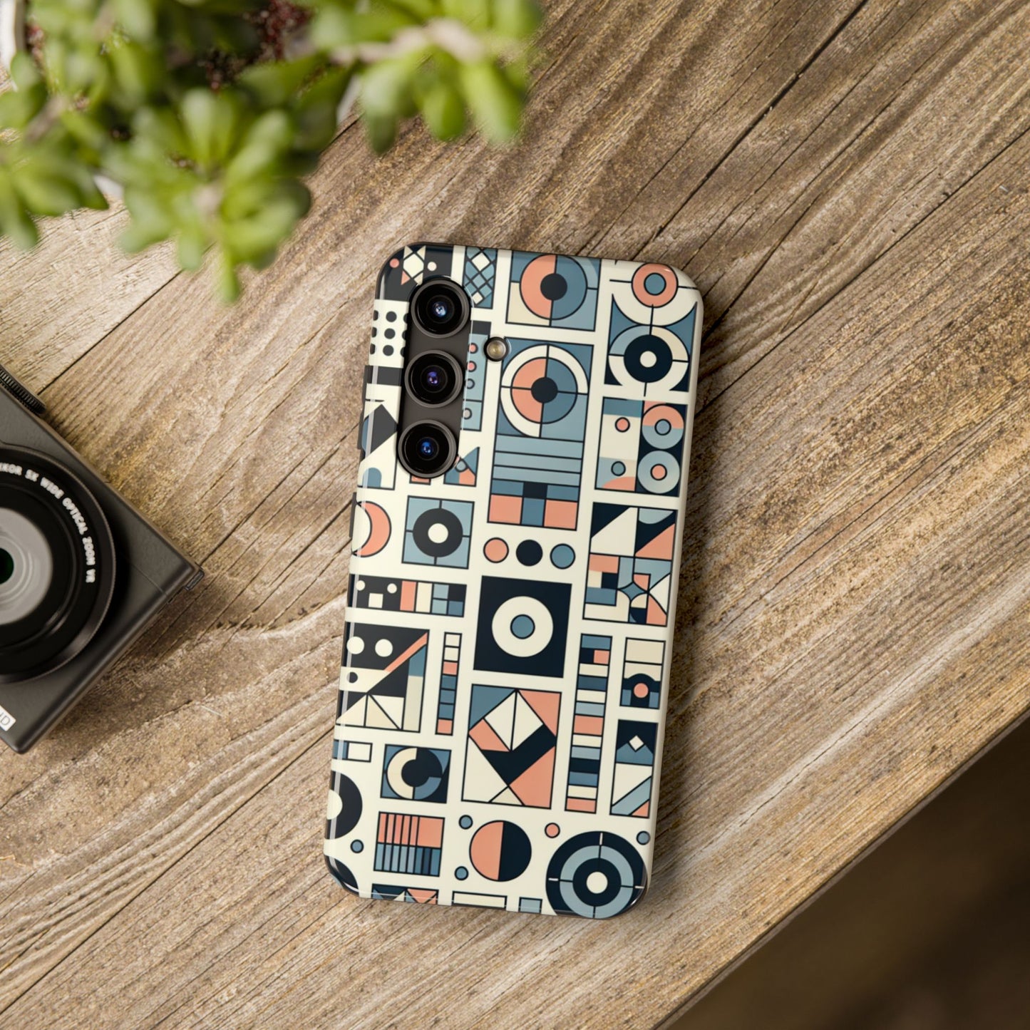 Geometric Print Tough Phone Case for iPhone 16 15 14 13 12 11 X 8 7 Samsung Galaxy S24 S23 S22 S21