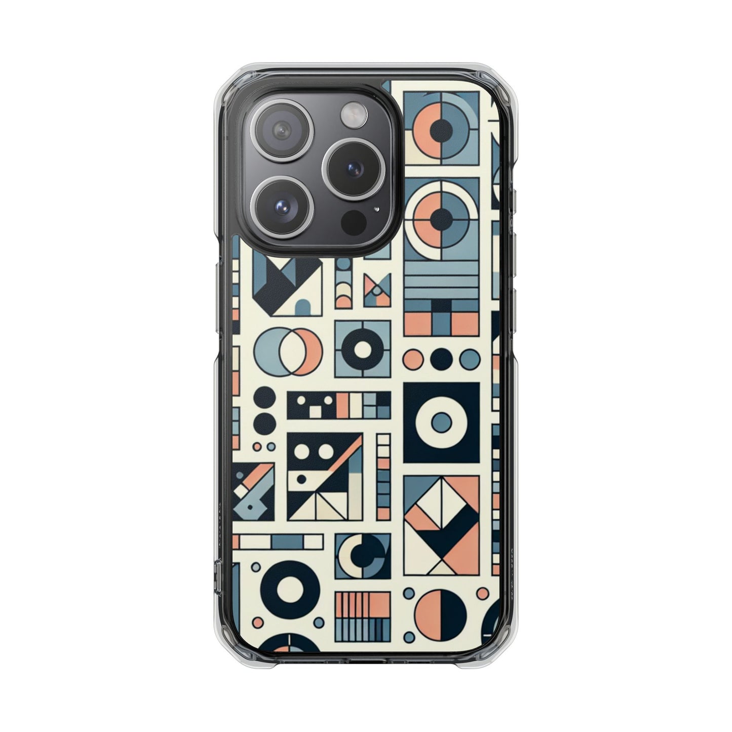 Geometric Print Magnetic Clear Impact Case for iPhone 16 15 14
