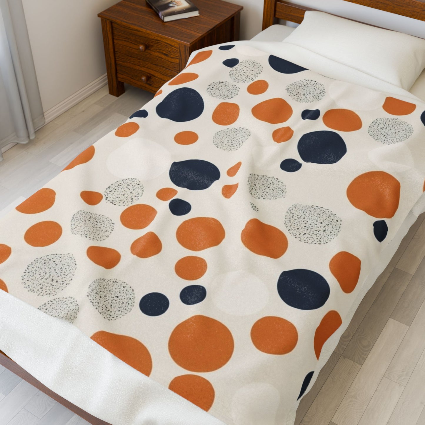 Orange Polka Dot Cozy Velveteen Blanket