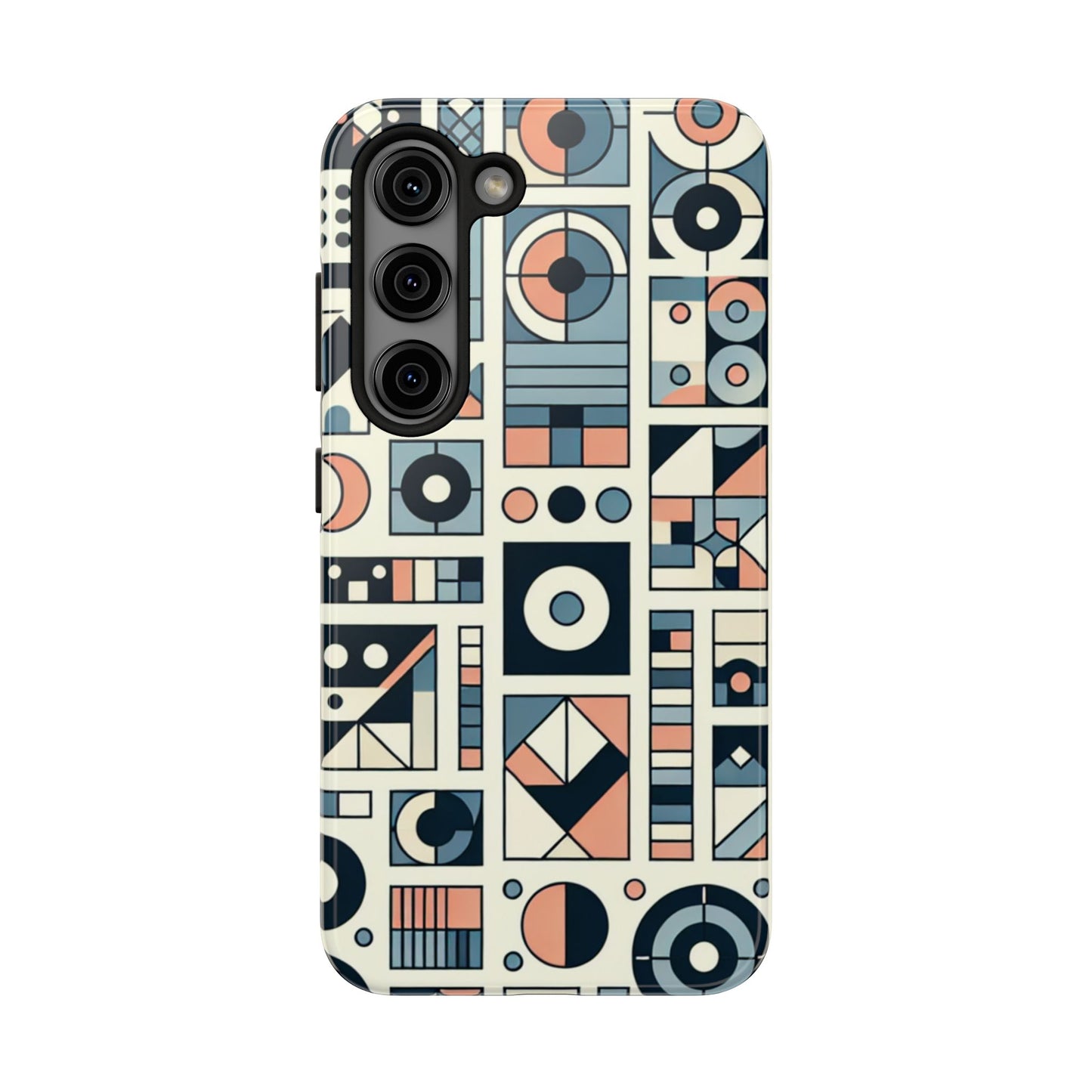 Geometric Print Tough Phone Case for iPhone 16 15 14 13 12 11 X 8 7 Samsung Galaxy S24 S23 S22 S21