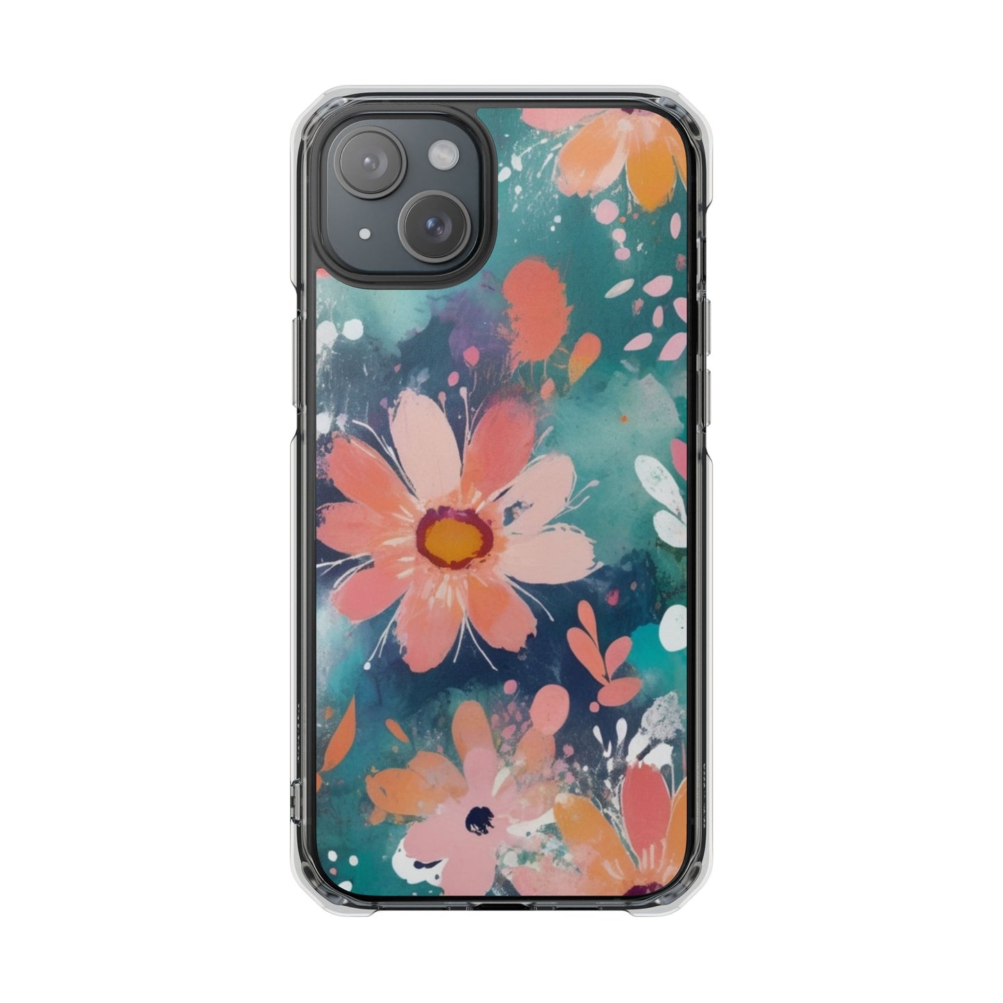 Pastel Floral Magnetic Clear Impact Case for iPhone 16 15 14