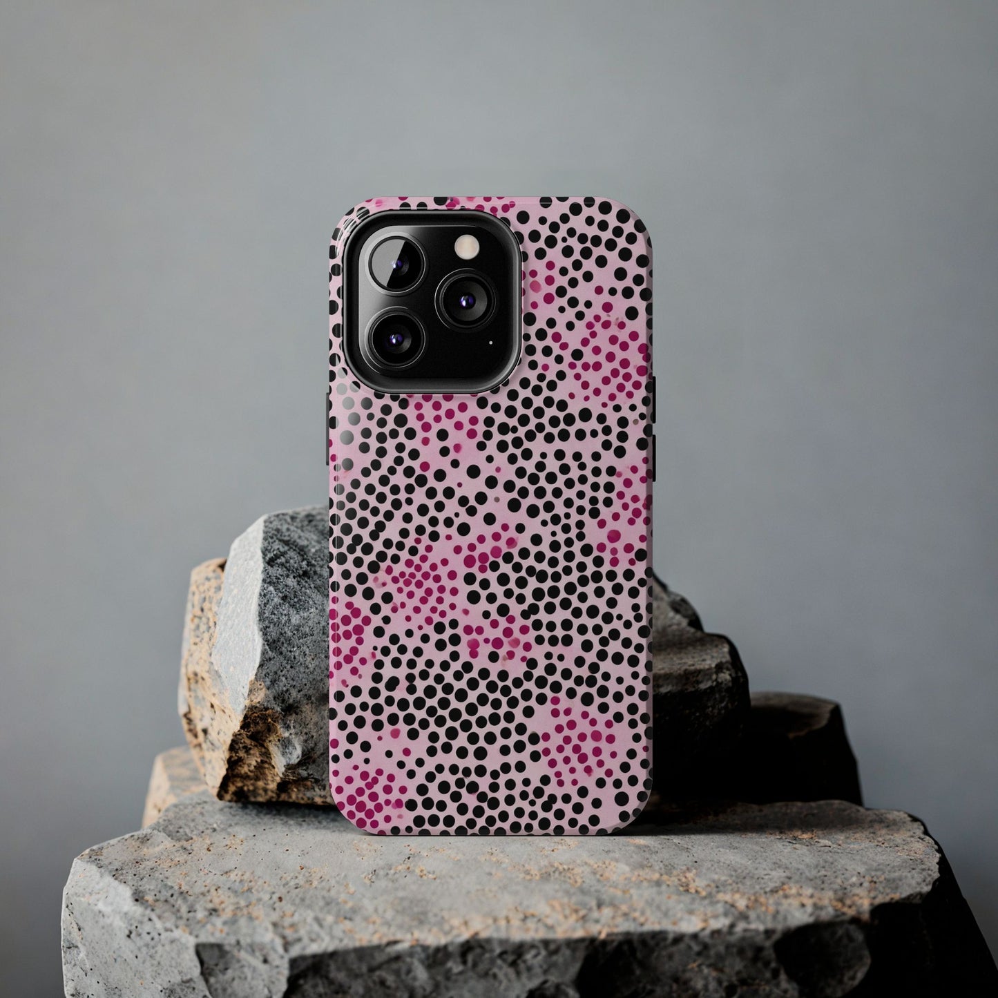 Pink and Black Dot Design Tough Phone Case