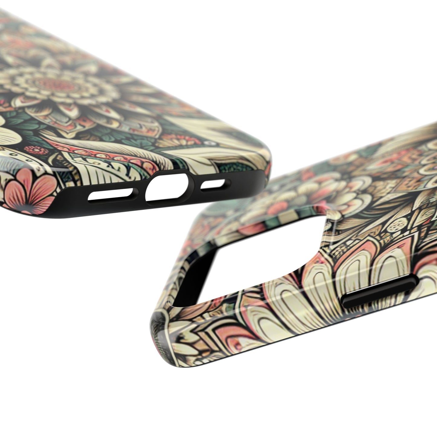 Boho Floral Tough Case for iPhone 16 15 14 13 12 11 X 8 7 Samsung Galaxy S24 S23 S22 S21