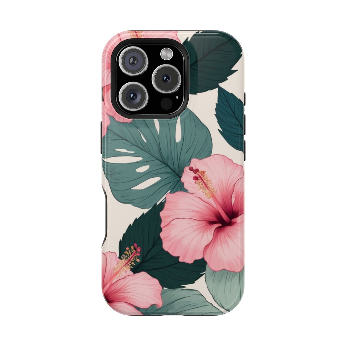 Tropical Hibiscus Magnetic Tough Phone Case for iPhone 13 14 15 16 Models