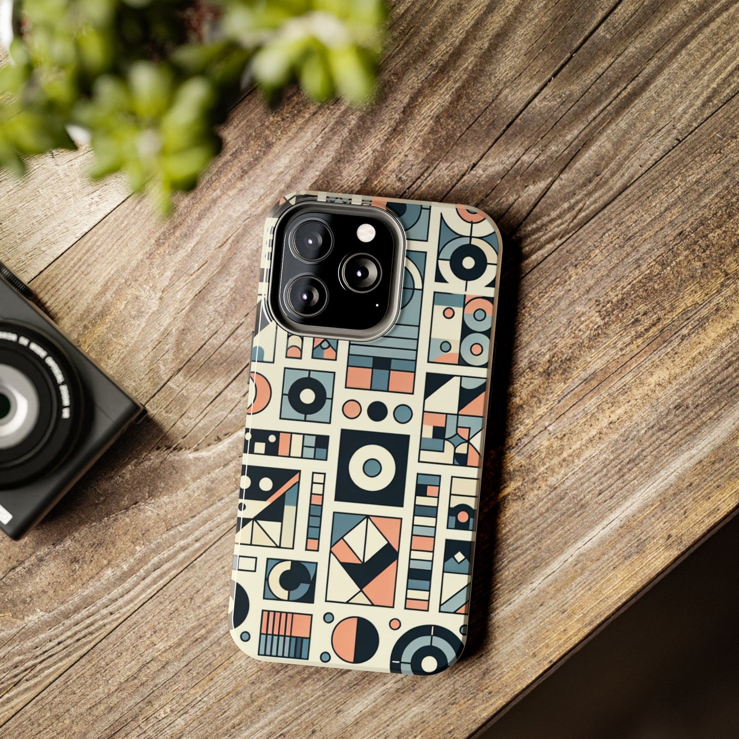 Geometric Print Tough Phone Case for iPhone 16 15 14 13 12 11 X 8 7 Samsung Galaxy S24 S23 S22 S21