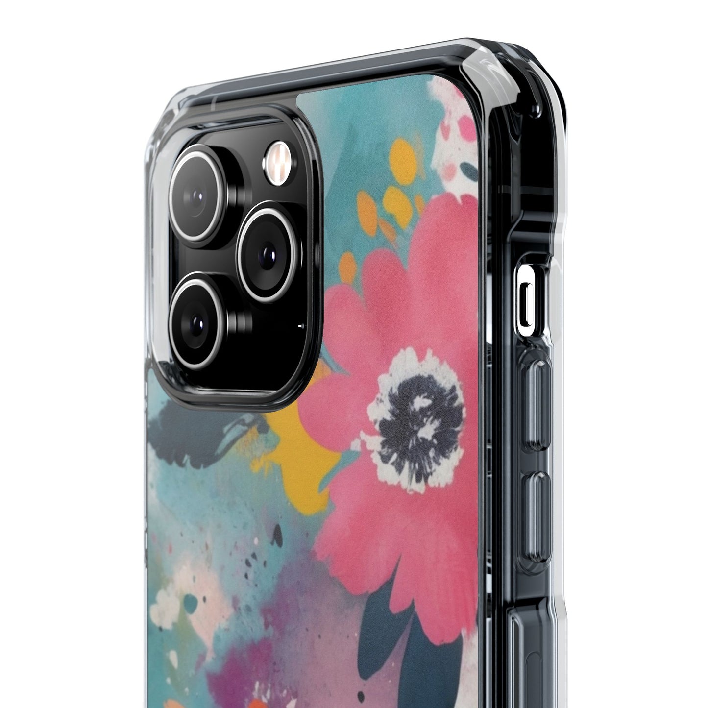 Vibrant Floral Magnetic Clear Impact Case for iPhone 16 15 14