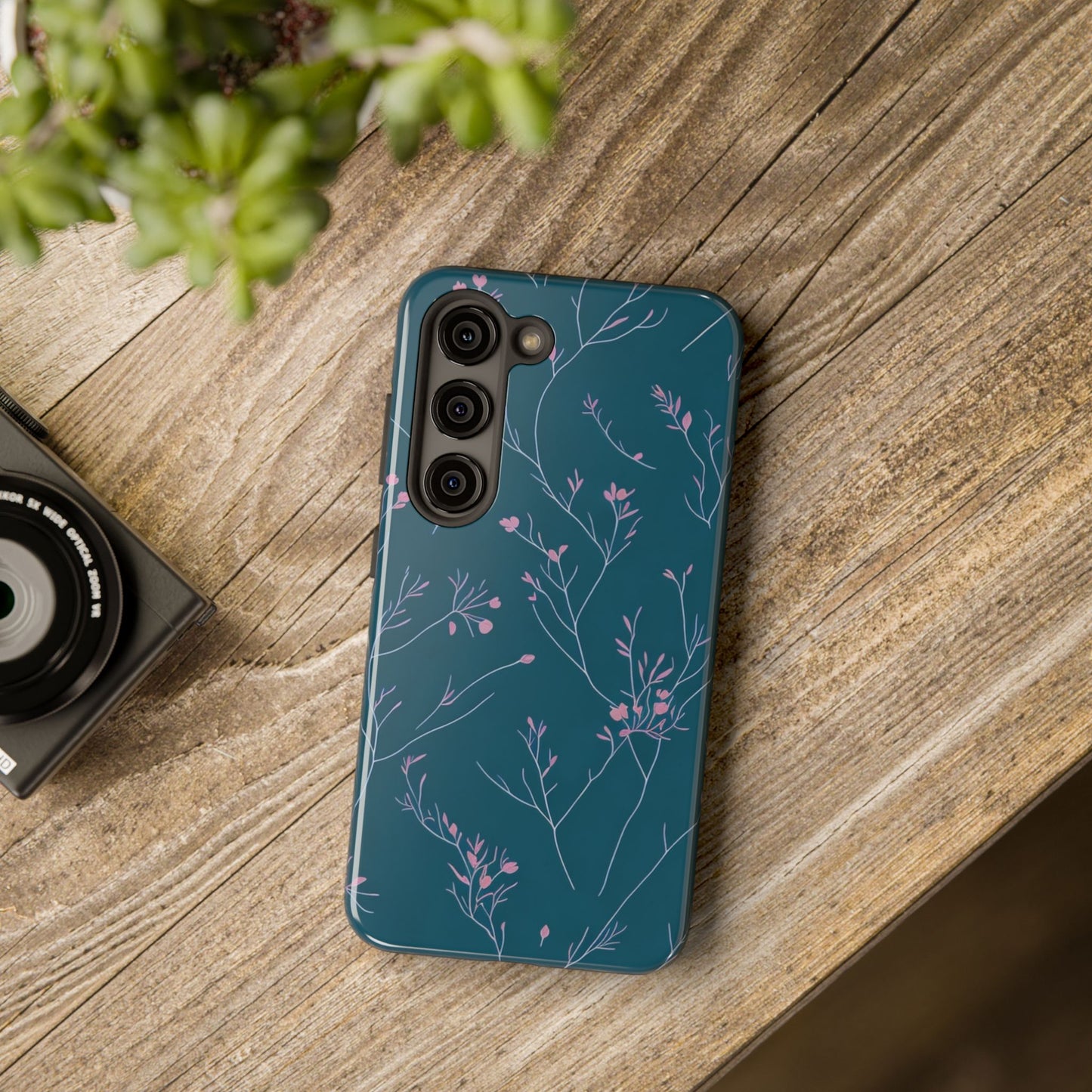 Teal Floral Tough Phone Case