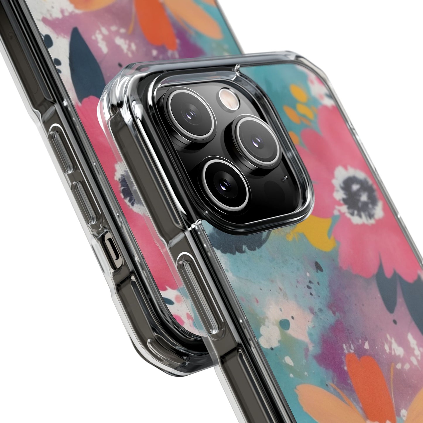 Vibrant Floral Magnetic Clear Impact Case for iPhone 16 15 14