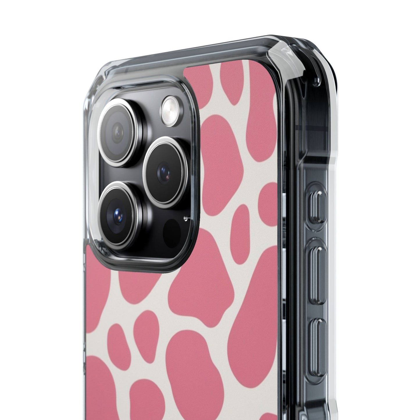 Pink Giraffe Print Magnetic Clear Impact Case for iPhone 16 15 14