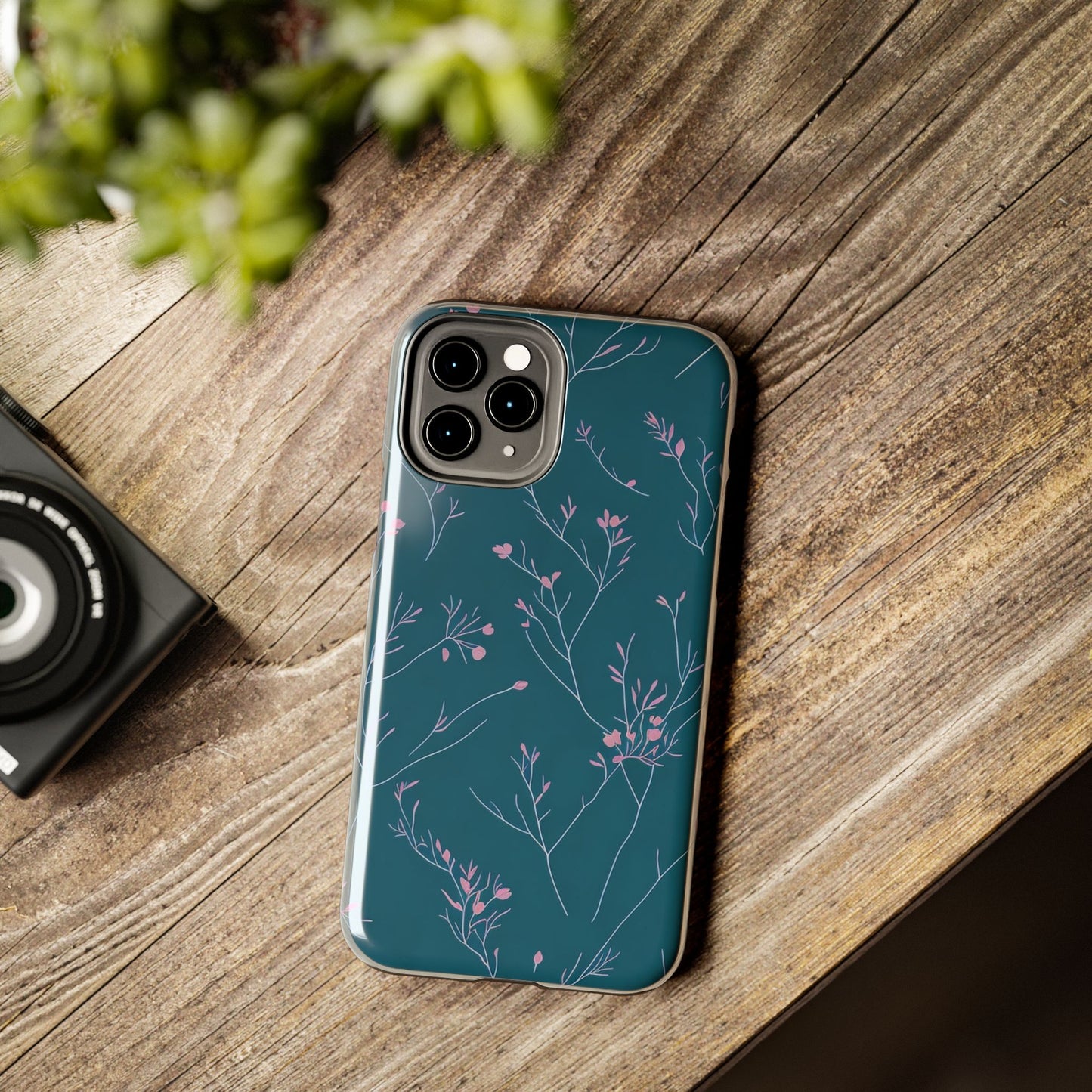 Teal Floral Tough Phone Case