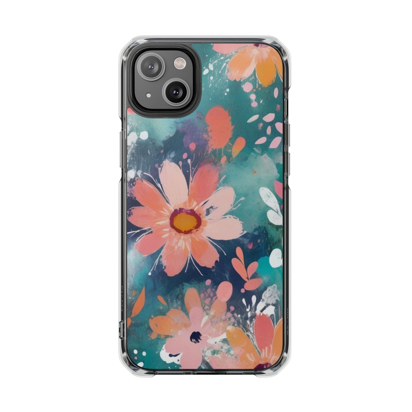 Pastel Floral Magnetic Clear Impact Case for iPhone 16 15 14