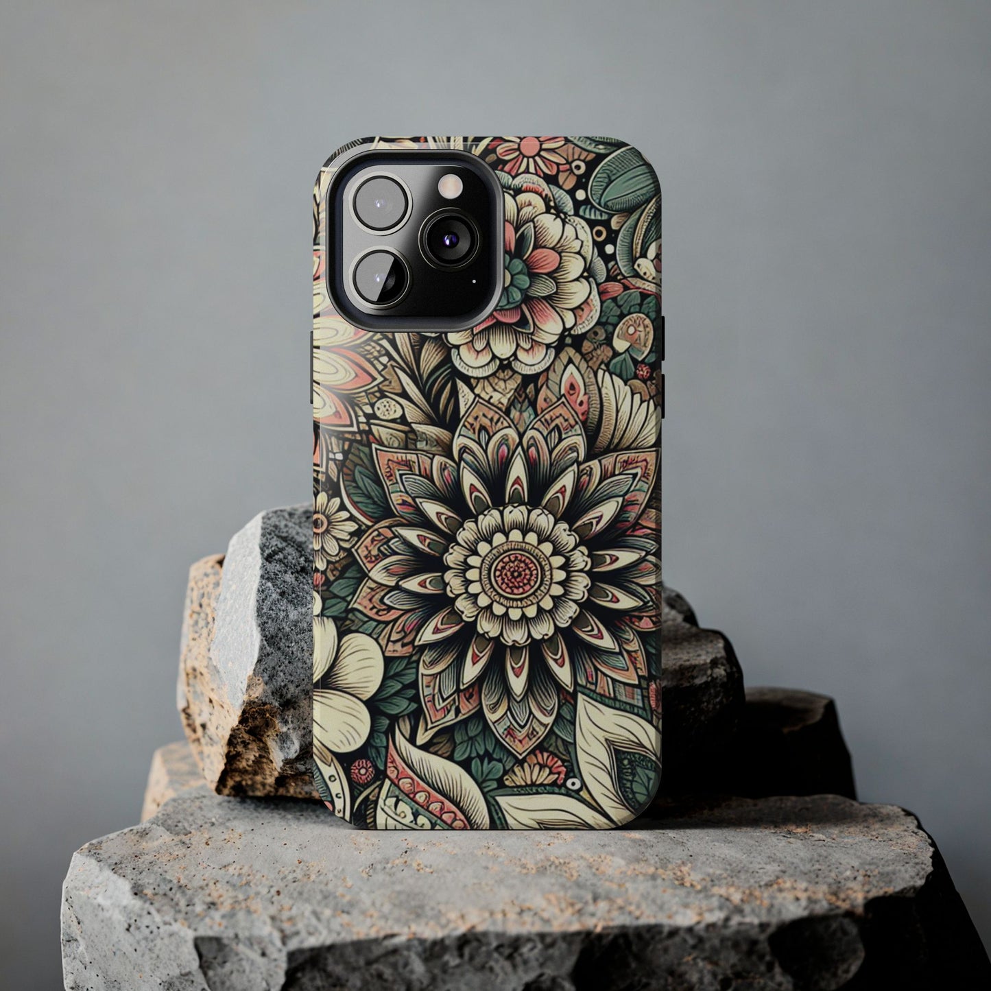 Boho Floral Tough Case for iPhone 16 15 14 13 12 11 X 8 7 Samsung Galaxy S24 S23 S22 S21