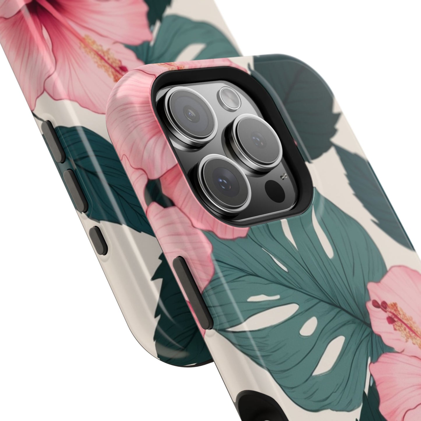 Tropical Hibiscus Magnetic Tough Phone Case for iPhone 13 14 15 16 Models