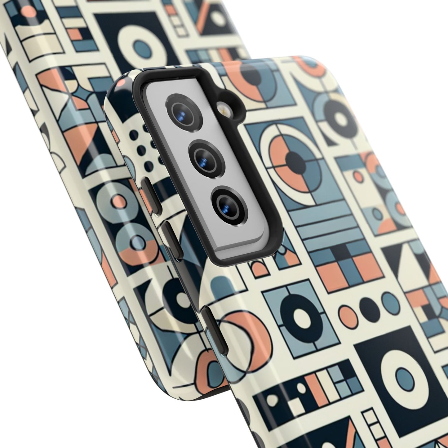Geometric Print Tough Phone Case for iPhone 16 15 14 13 12 11 X 8 7 Samsung Galaxy S24 S23 S22 S21