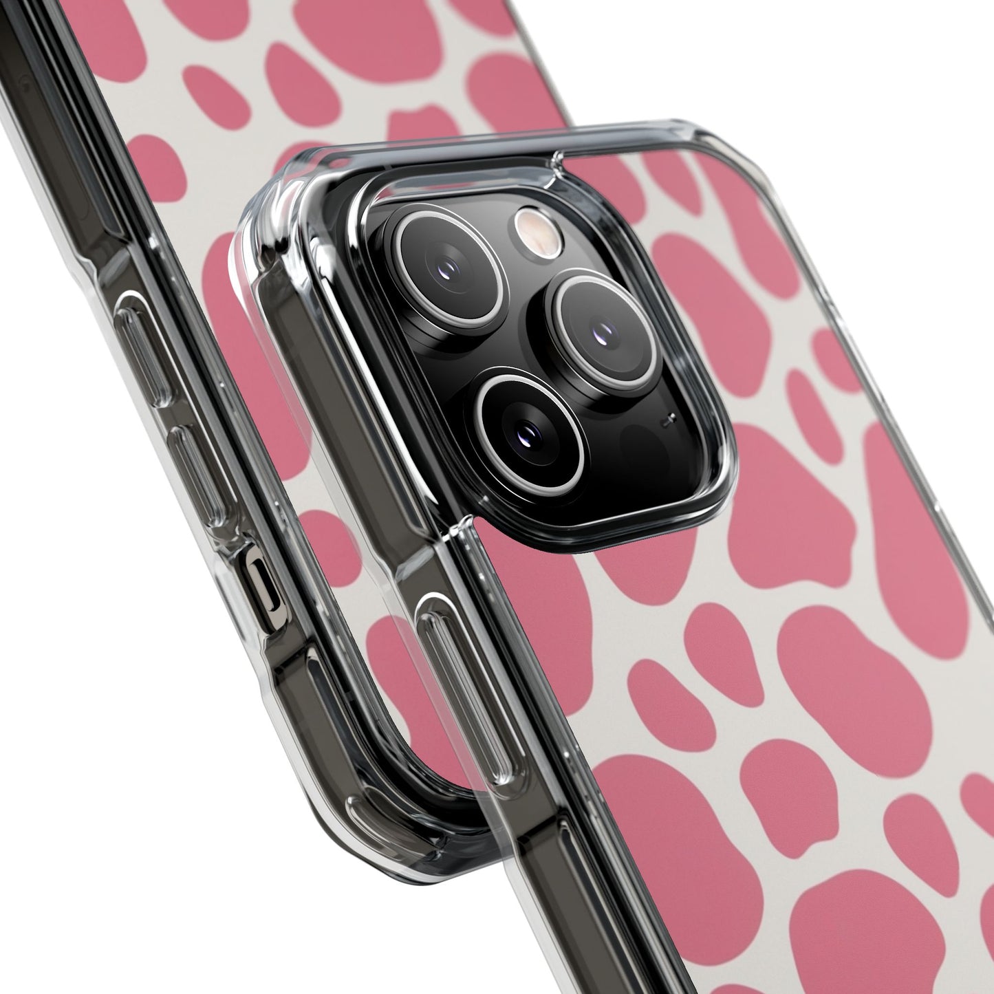 Pink Giraffe Print Magnetic Clear Impact Case for iPhone 16 15 14