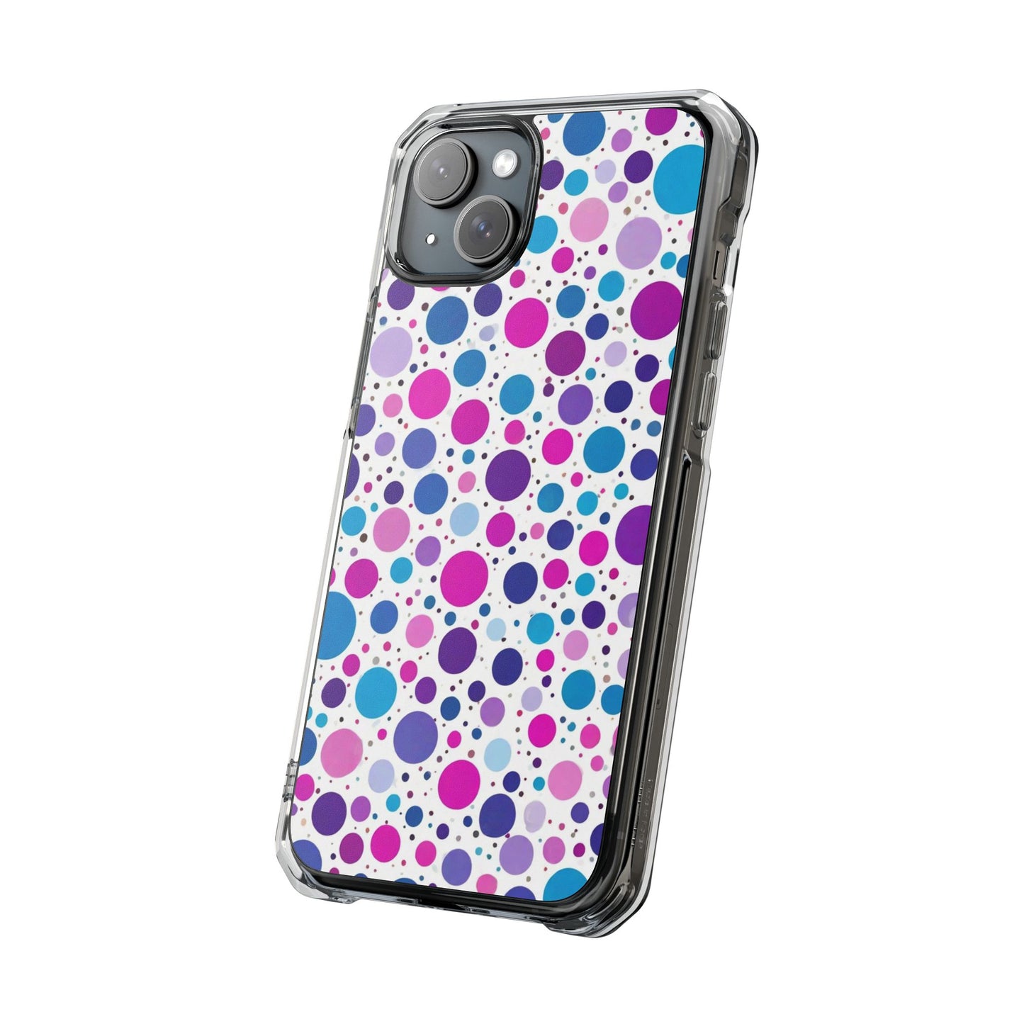 Polka Dot Design Magnetic Clear Impact Case for iPhone 16 15 14