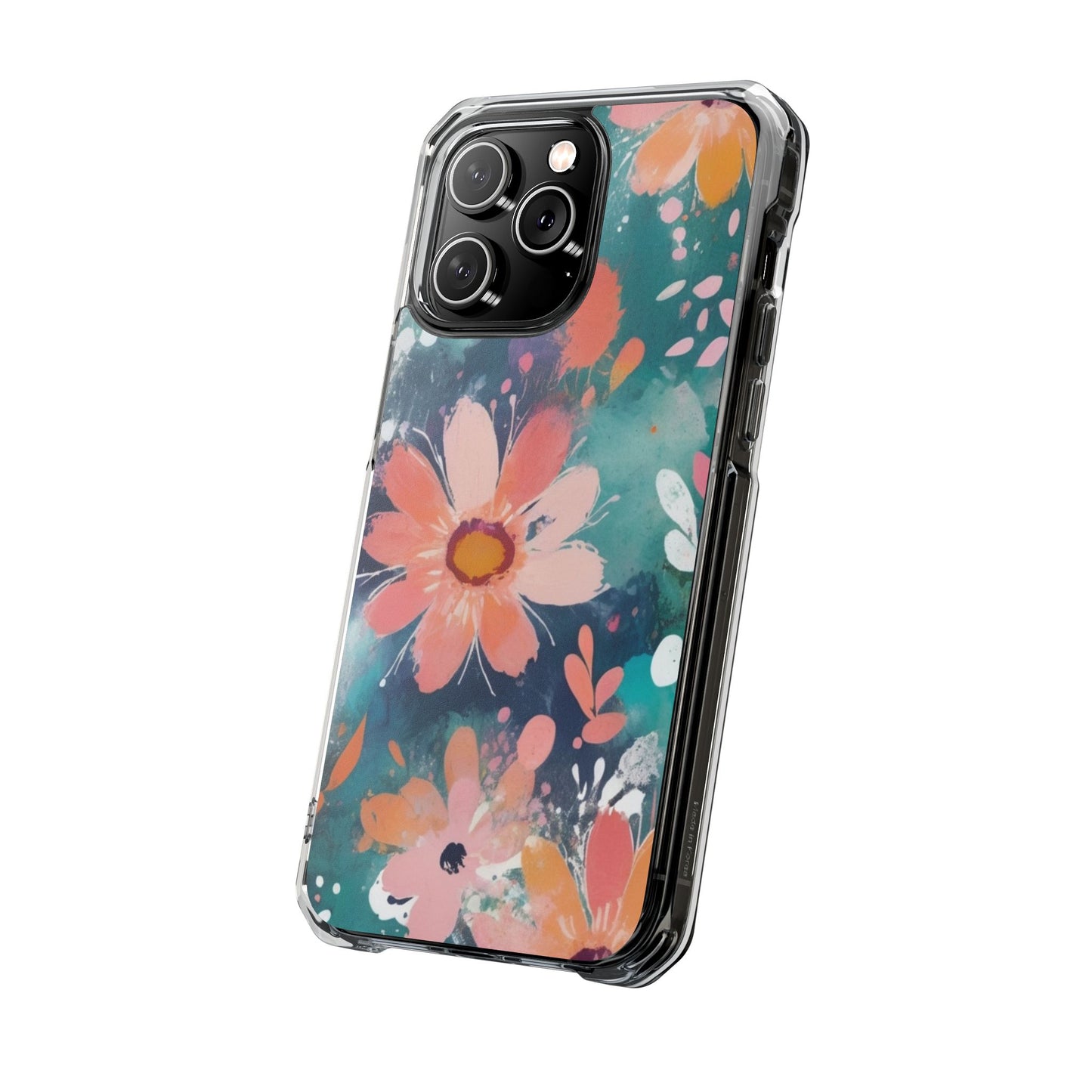 Pastel Floral Magnetic Clear Impact Case for iPhone 16 15 14
