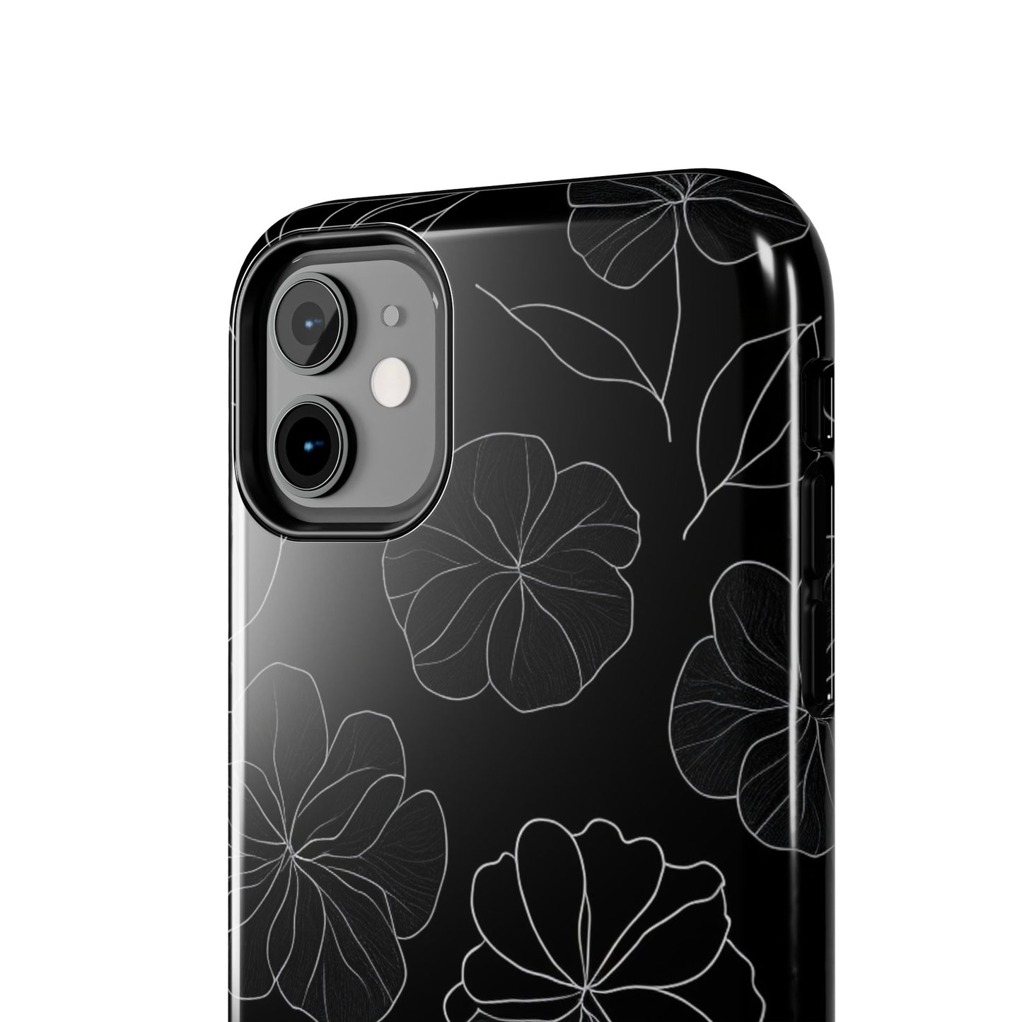 Black Floral Tough Phone Case