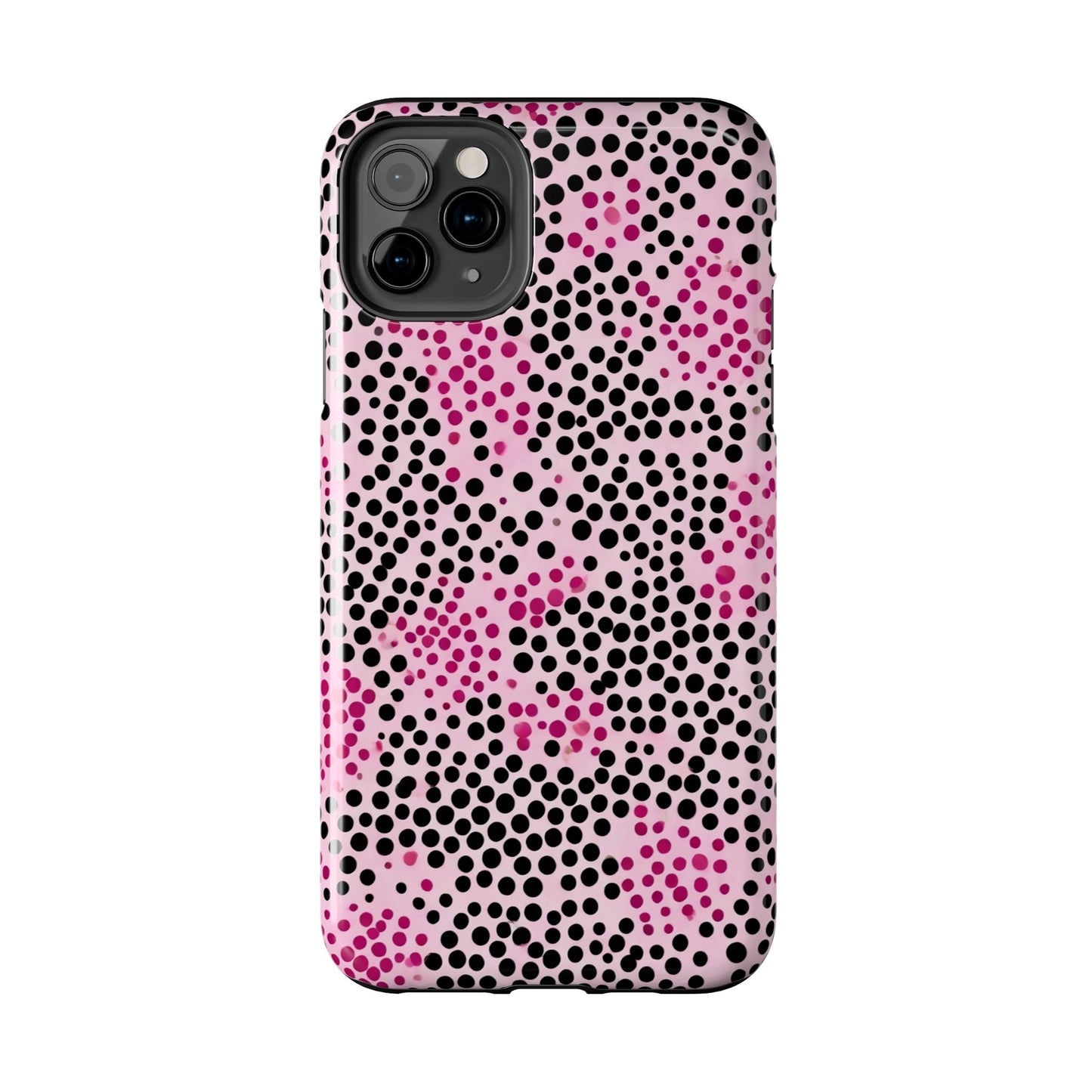 Pink and Black Dot Design Tough Phone Case