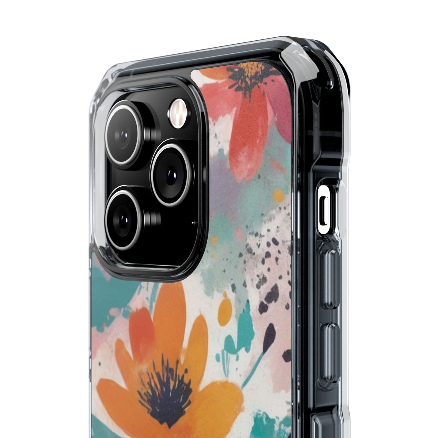 Floral Watercolor Design Magnetic Clear Impact Case for iPhone 16 15 14