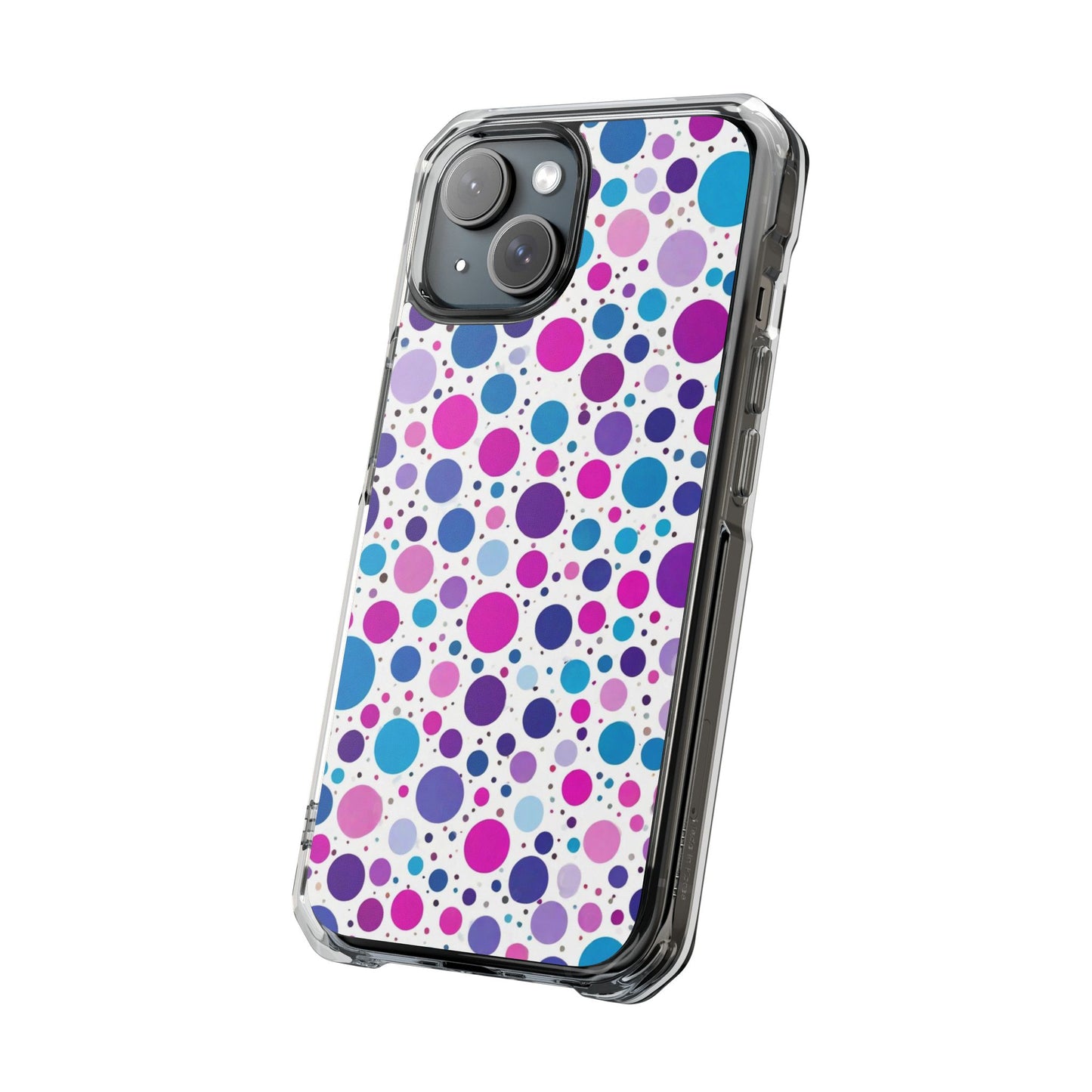 Polka Dot Design Magnetic Clear Impact Case for iPhone 16 15 14