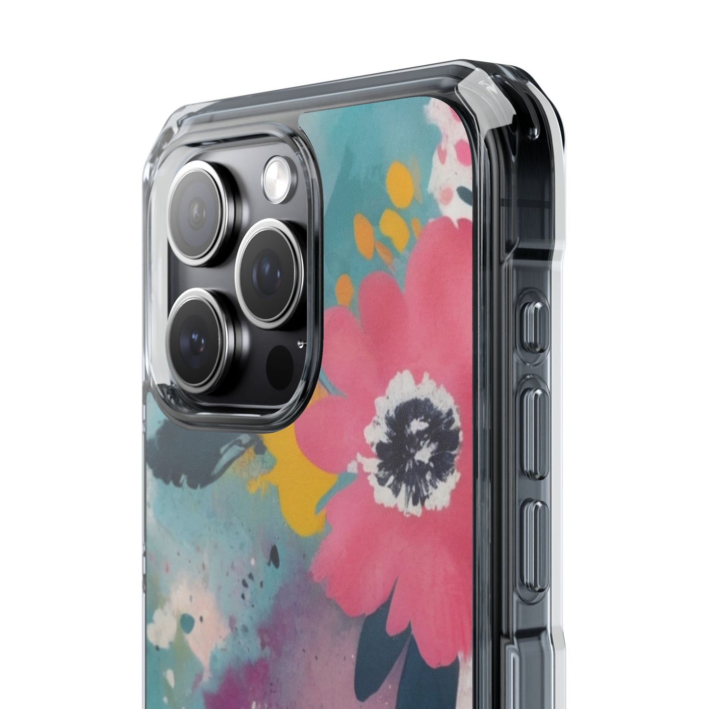 Vibrant Floral Magnetic Clear Impact Case for iPhone 16 15 14