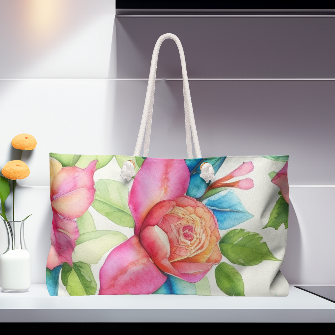 White Floral Weekender Bag