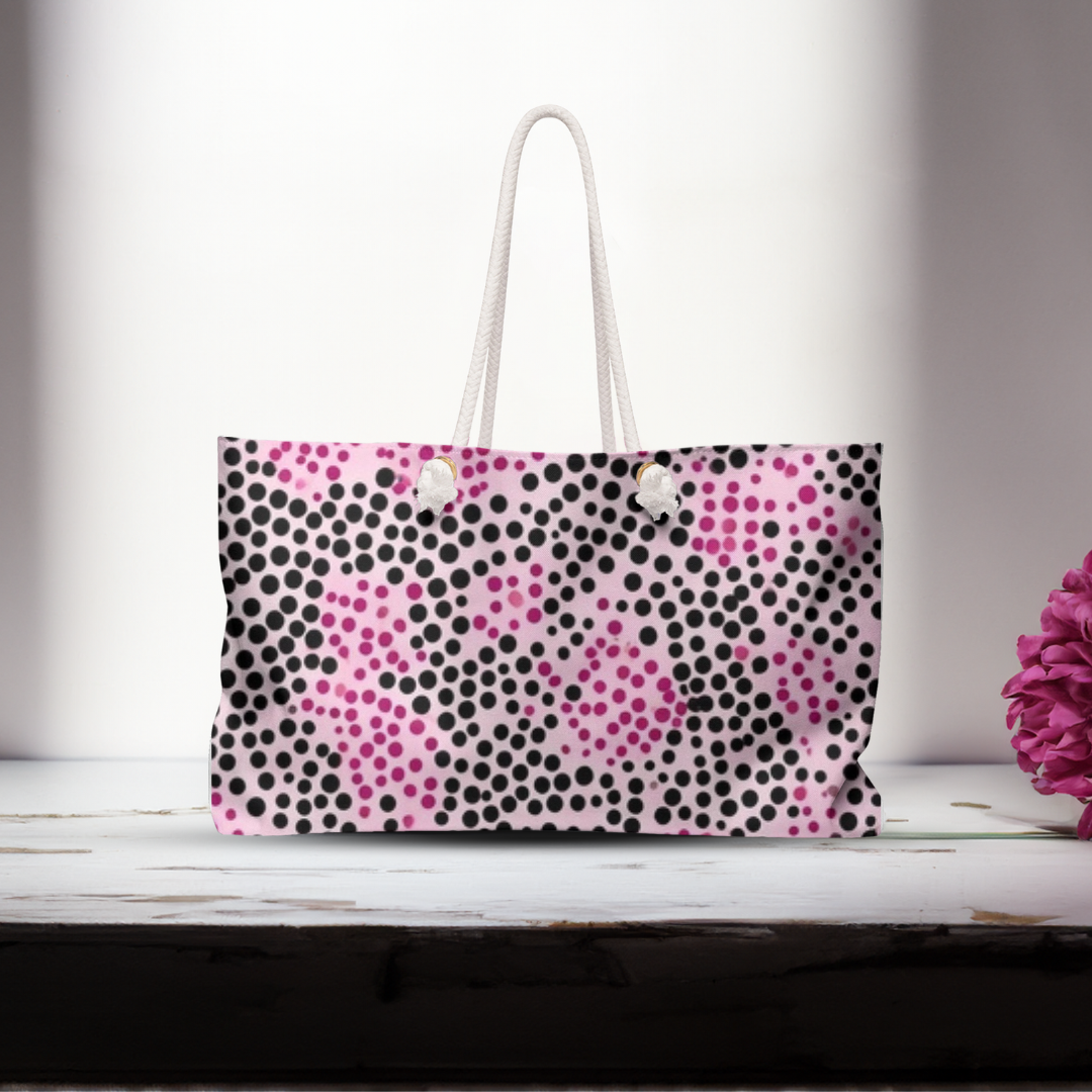 Pink Polka Dot Weekender Bag
