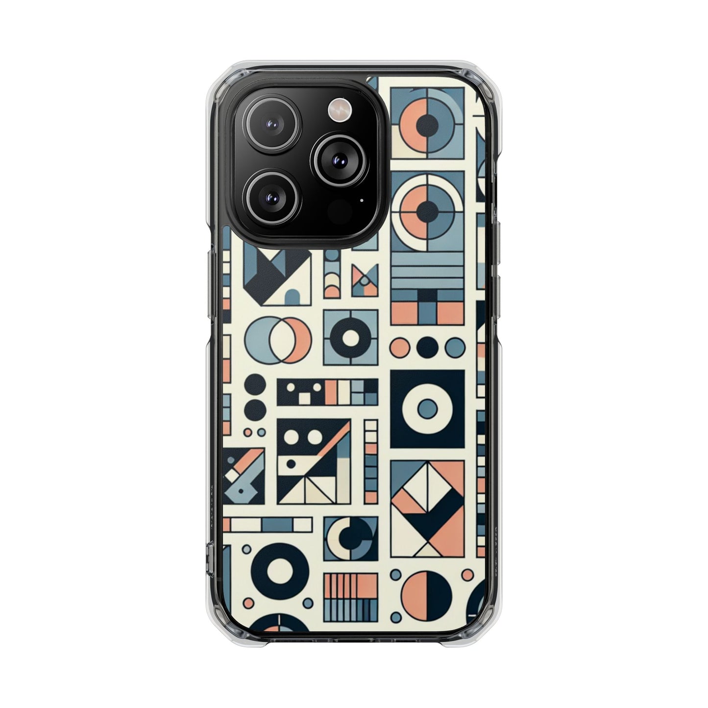 Geometric Print Magnetic Clear Impact Case for iPhone 16 15 14