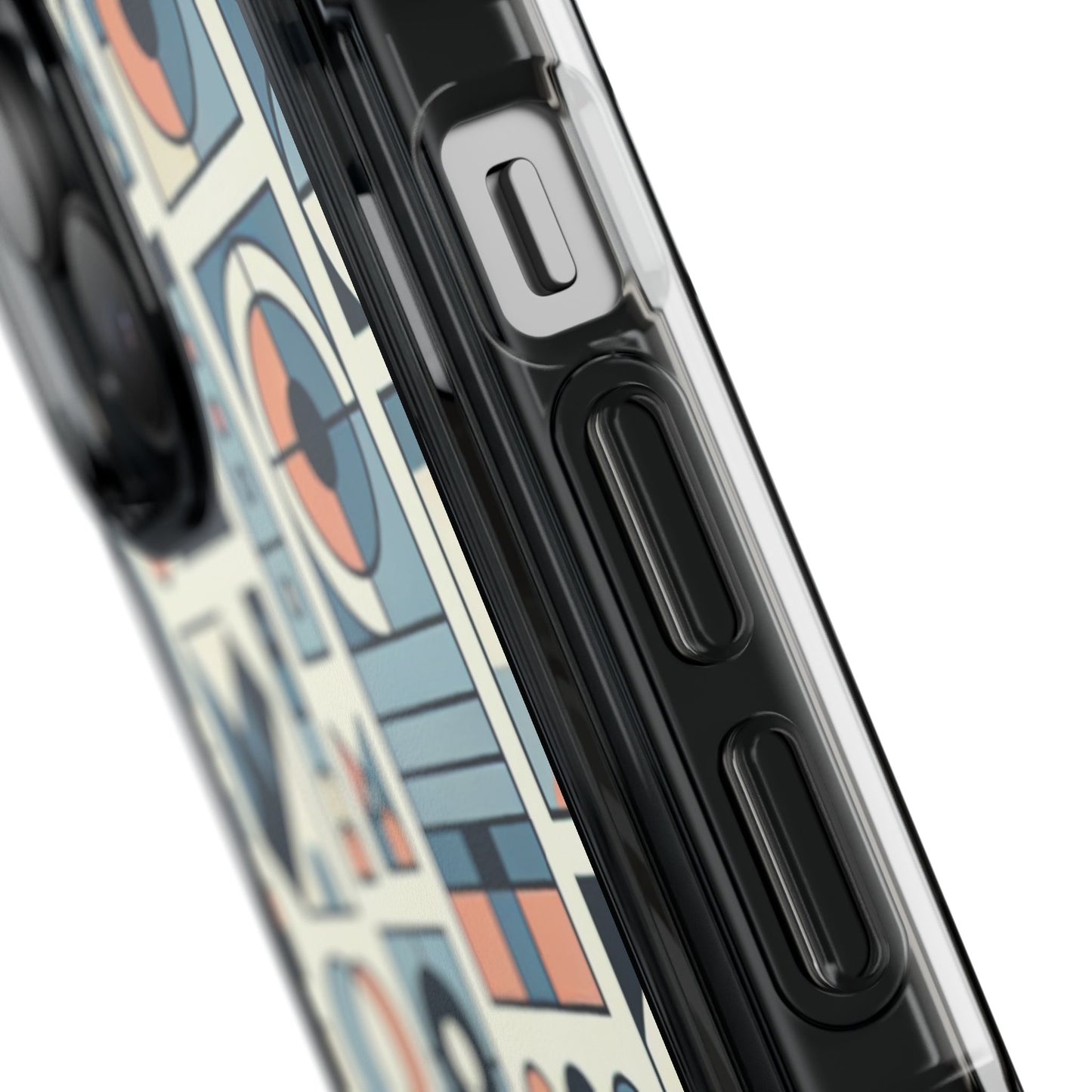Geometric Print Magnetic Clear Impact Case for iPhone 16 15 14