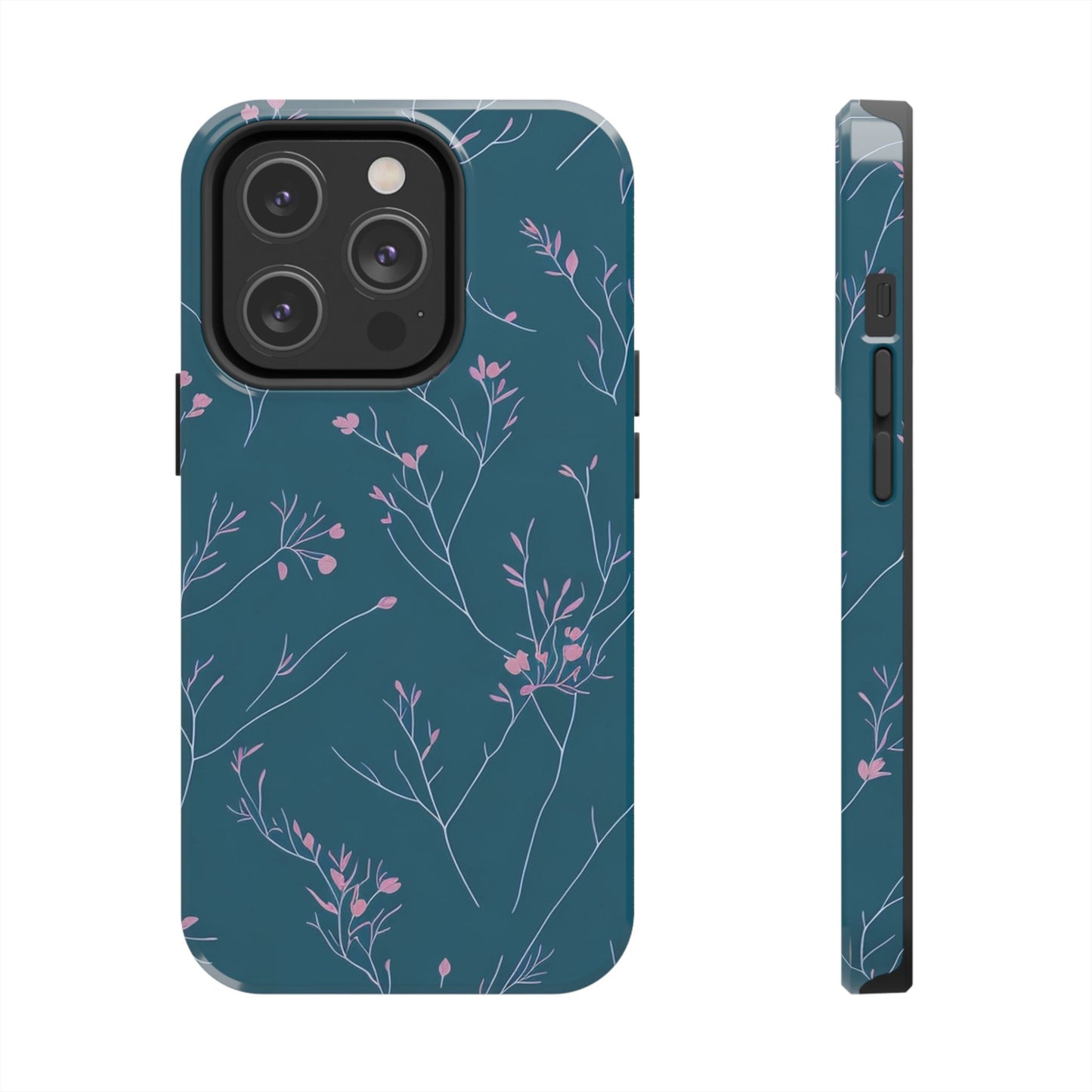Teal Floral Tough Phone Case