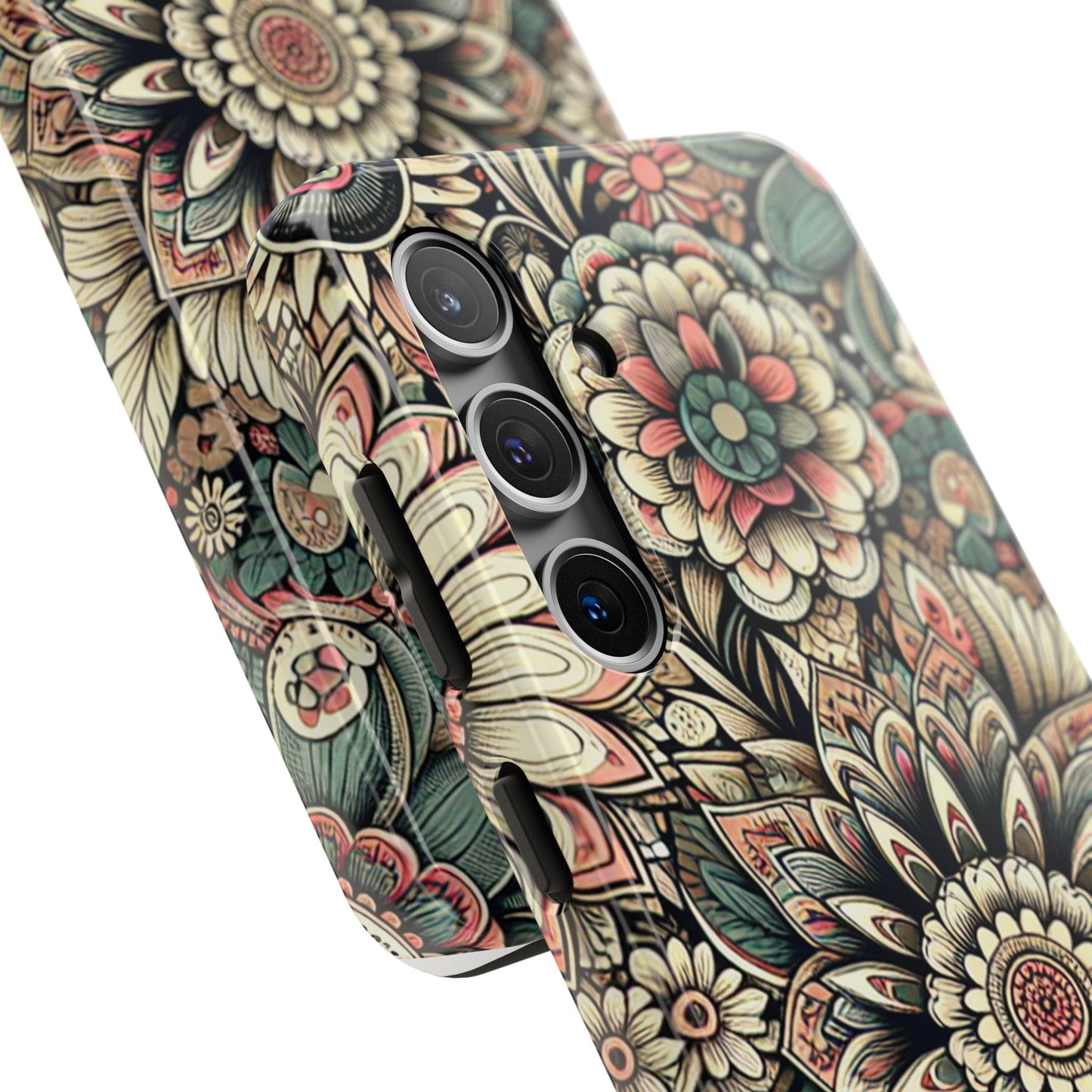 Boho Floral Tough Case for iPhone 16 15 14 13 12 11 X 8 7 Samsung Galaxy S24 S23 S22 S21