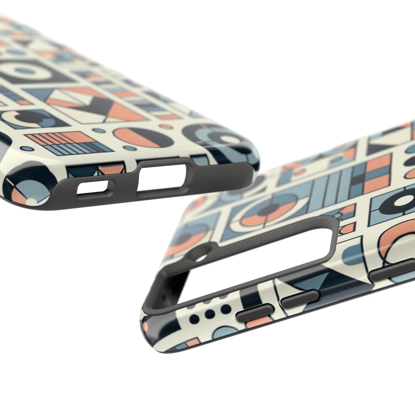Geometric Print Tough Phone Case for iPhone 16 15 14 13 12 11 X 8 7 Samsung Galaxy S24 S23 S22 S21